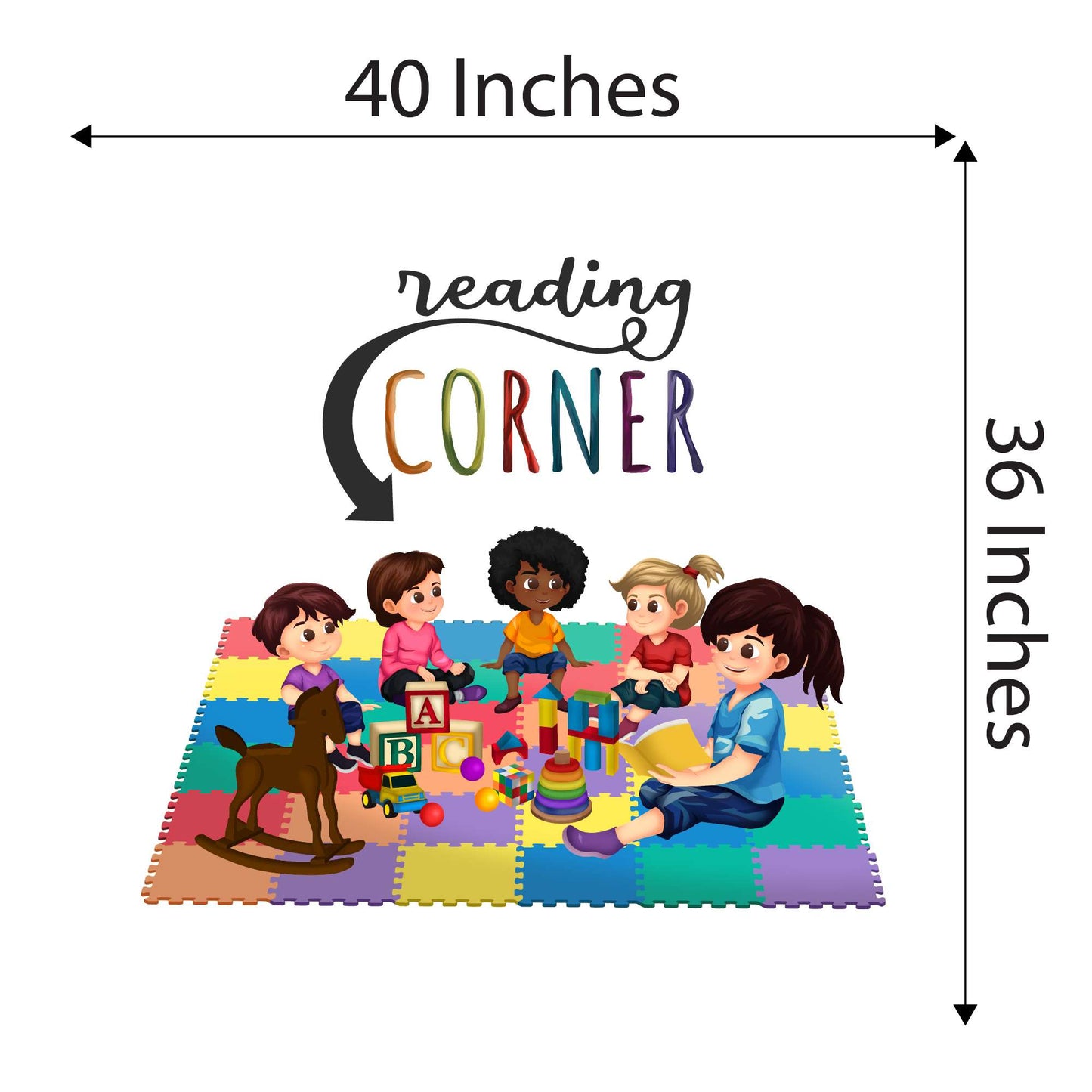 Design With Vinyl Playful Kids Wall Decal Reading Corner Cute Kids Happily Playing With Toys Wall Design
