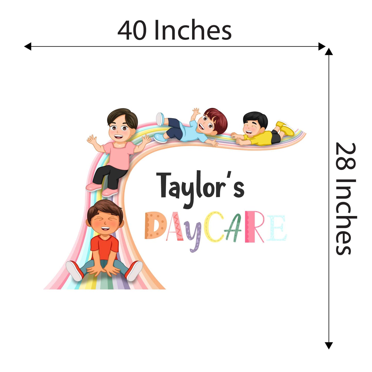 Design With Vinyl Playful Rainbow Wall Decal Customized Name Cute Kids Sliding Over Rainbow