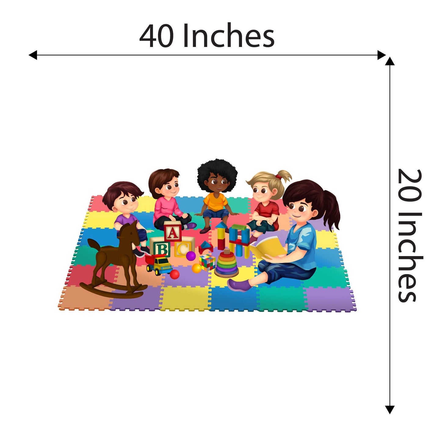 Design With Vinyl Playful Kids Wall Decal Cute Kids Playing & Reading Stories Art Design - Size: