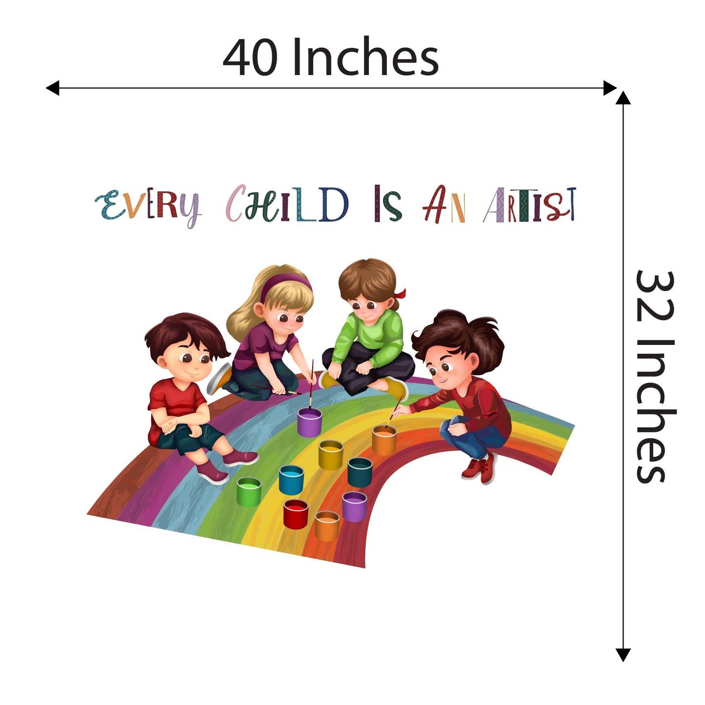 Design With Vinyl Playful Rainbow Wall Decal Every Child Is An Artist Cute Little Kids Abstract Art On Rainbow Design - Size: