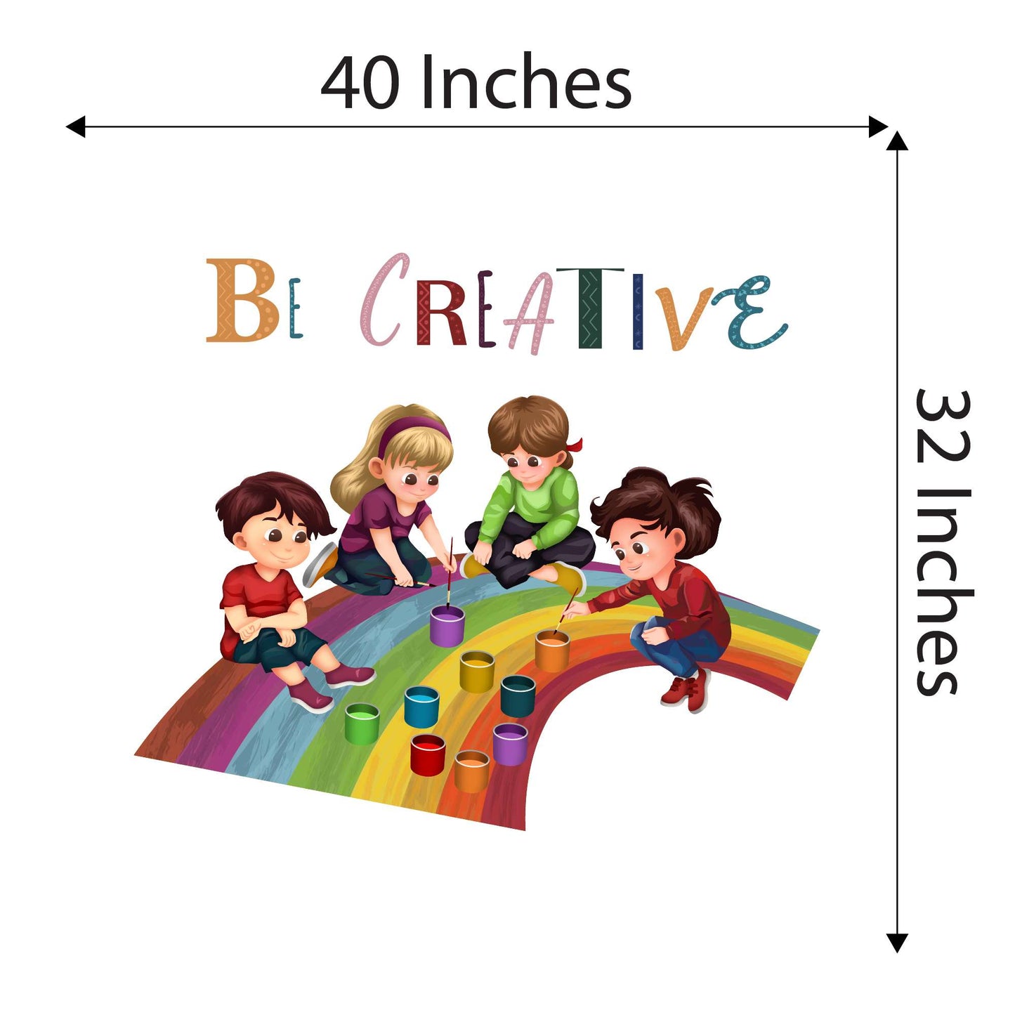 Design With Vinyl Playful Rainbow Wall Decal Be Creative Cute Kids Artwork On Rainbow Kids Room Decal - Size: