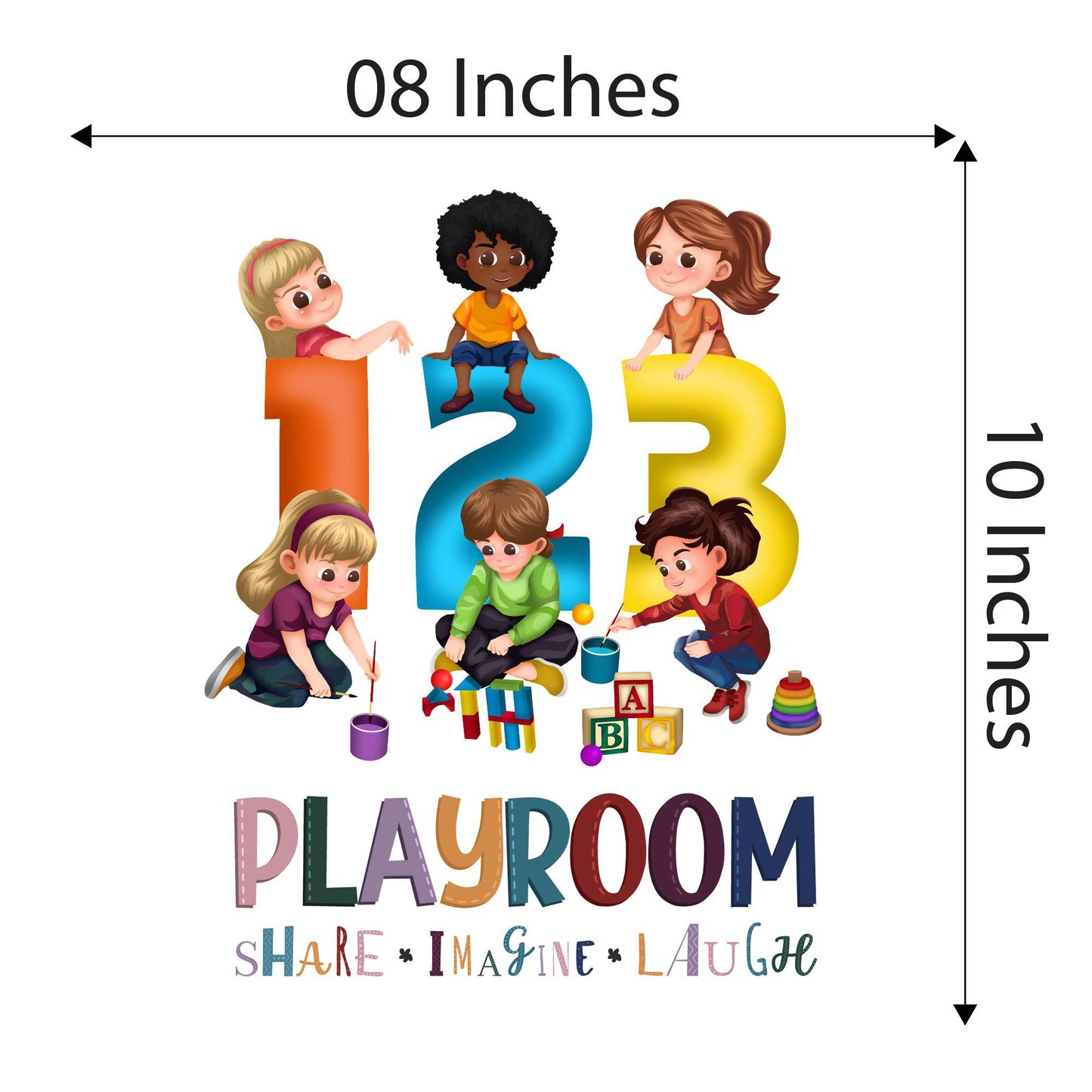 Design With Vinyl Playful Kids Wall Decal 123 Cute Kids Playing Colorful 123 Letters Wall Art
