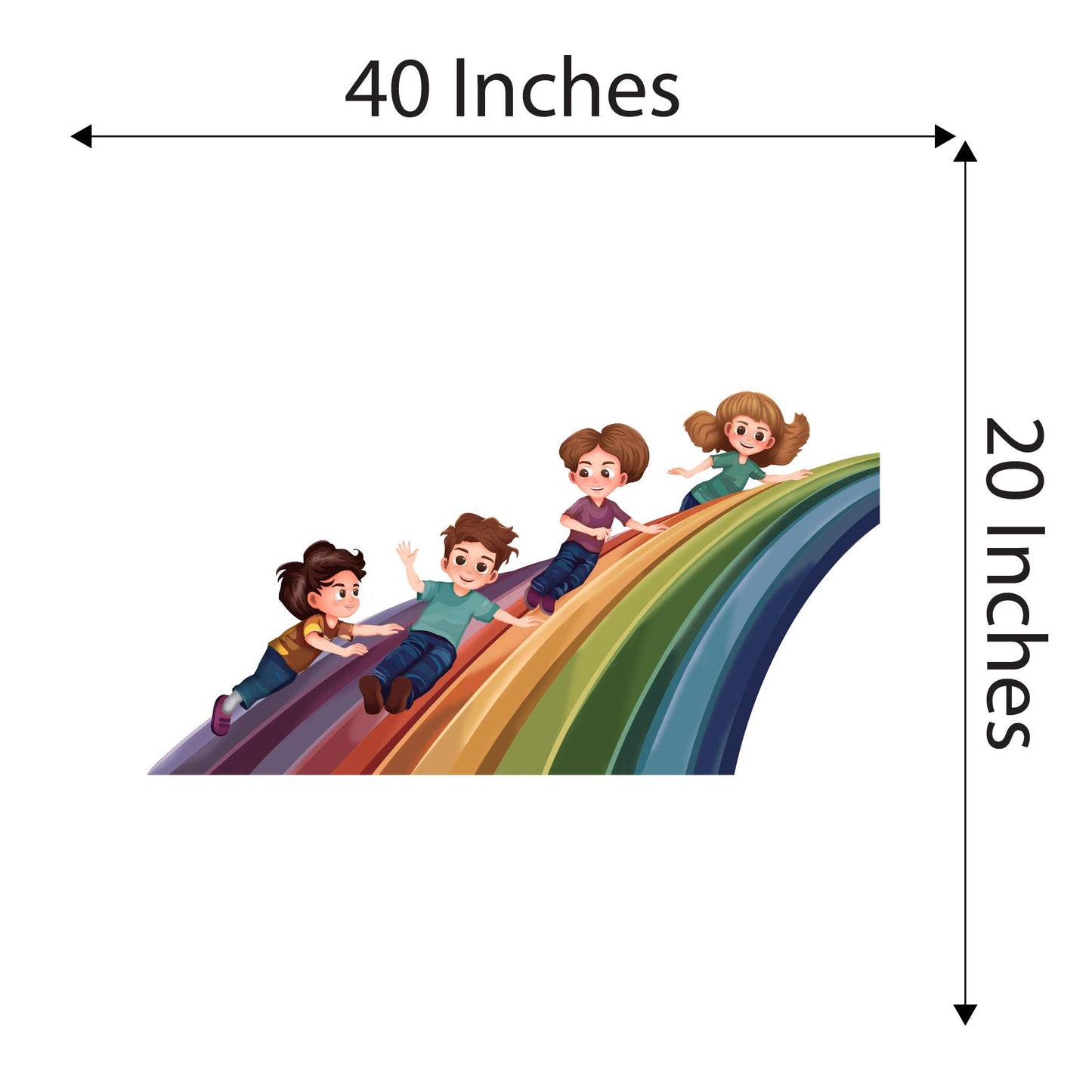 Design With Vinyl Playful Rainbow Wall Decal Lovely Children Playing On A Rainbow Slide Design