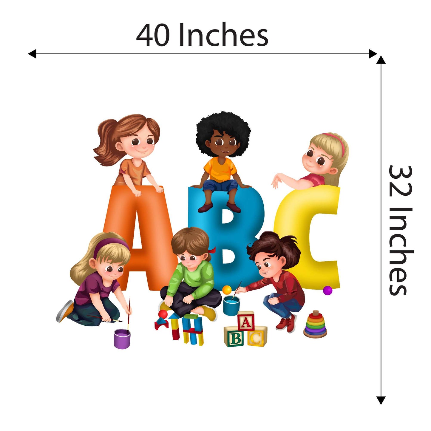 Design With Vinyl Playful Kids Wall Decal Abc Cute Kids Playing With Toys Learning Abc Design