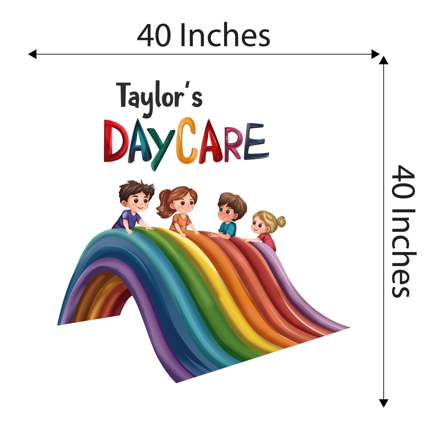 Design With Vinyl Playful Rainbow Wall Decal Custom Name Cute Kids On Rainbow Slide Design