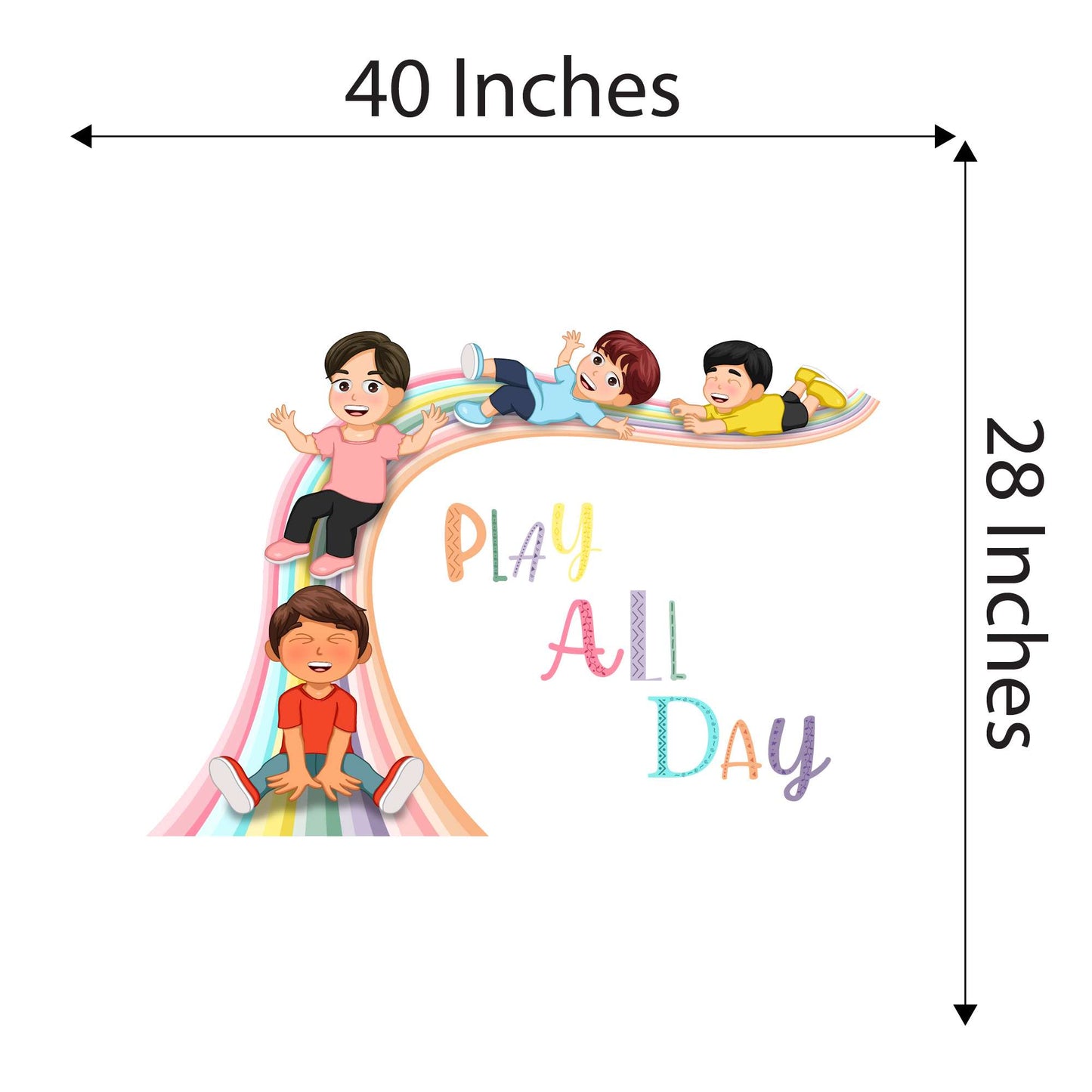 Design With Vinyl Playful Rainbow Wall Decal Play All Day Adorable Children Gliding Down A Rainbow Design