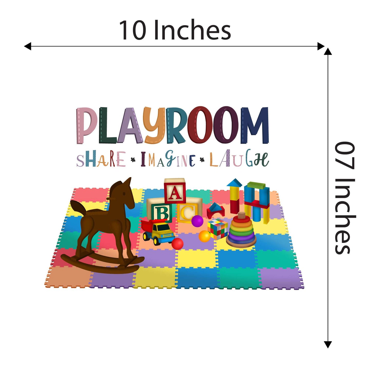 Design With Vinyl Playful Toys Wall Decal Playroom Share Imagine Laugh Playful Kids Design Beautiful Toys On Playmat
