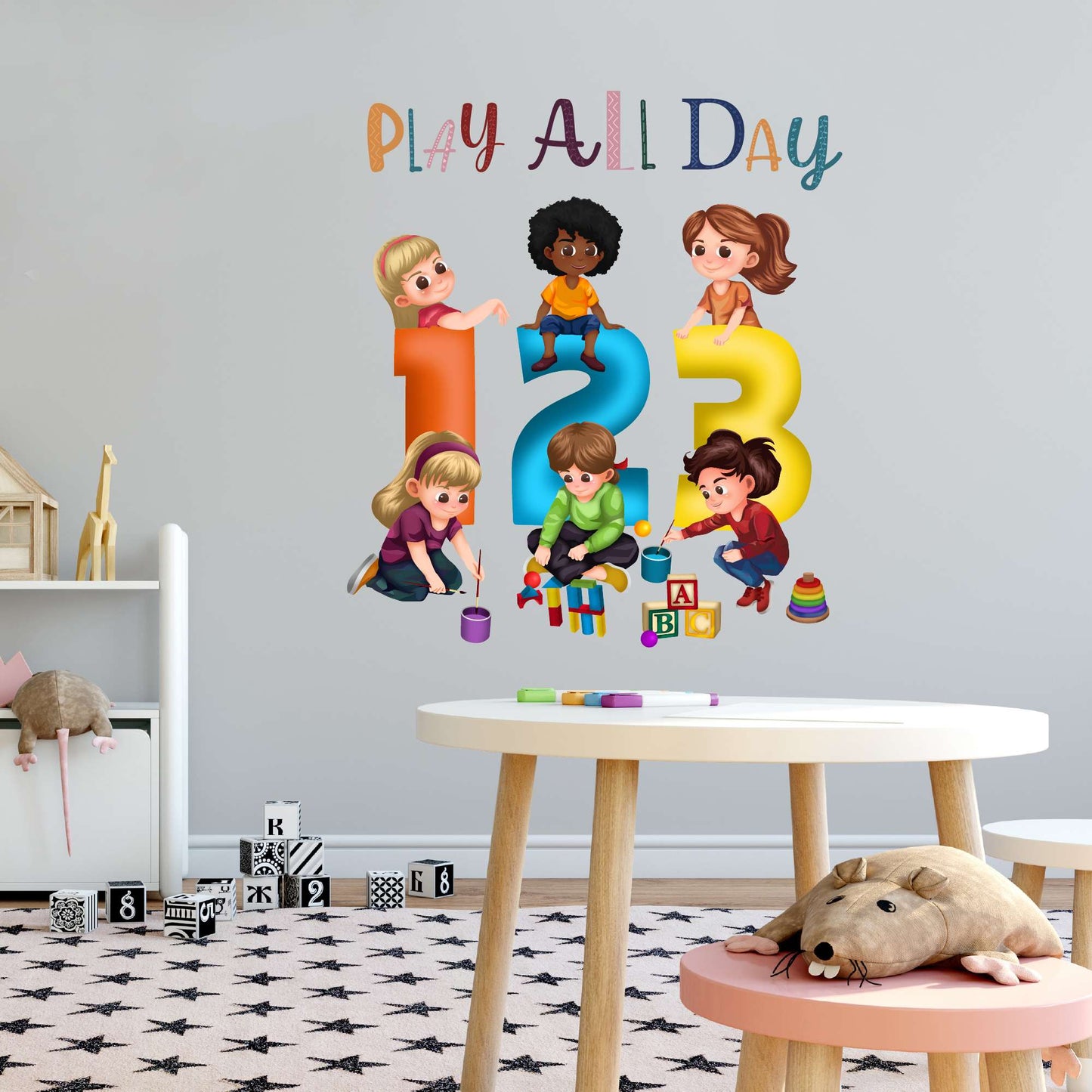 Design With Vinyl Playful Kids Wall Decal 123 Colorful 123 Numbers Playful Kids Wall Art Design