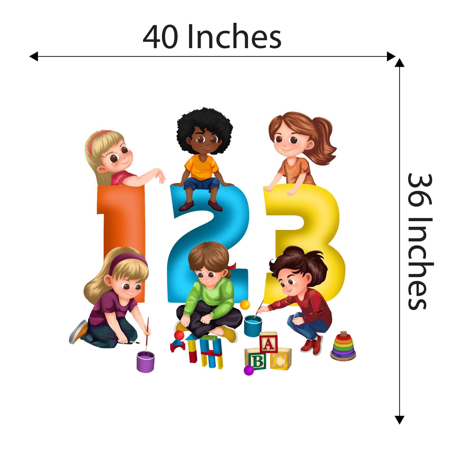 Design With Vinyl Playful Kids Wall Decal 123 Cute Children Playing Colorful Numbers Design