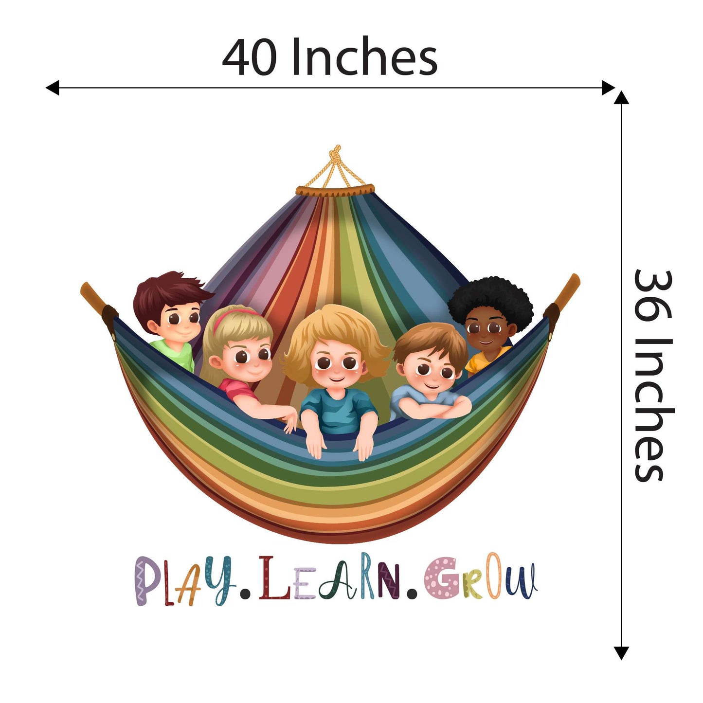 Design With Vinyl Playful Rainbow Wall Decal Play Learn Grow Cute Kids Playing In Rainbow Swing Kids Design