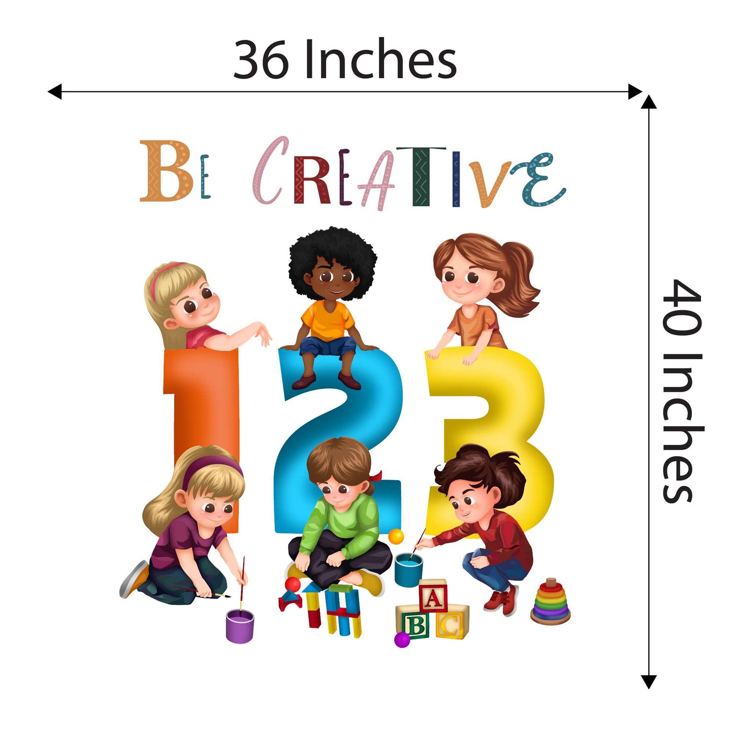 Design With Vinyl Playful Kids Wall Decal 123 Colorful 123 Numbers Cute Kids Playing Design