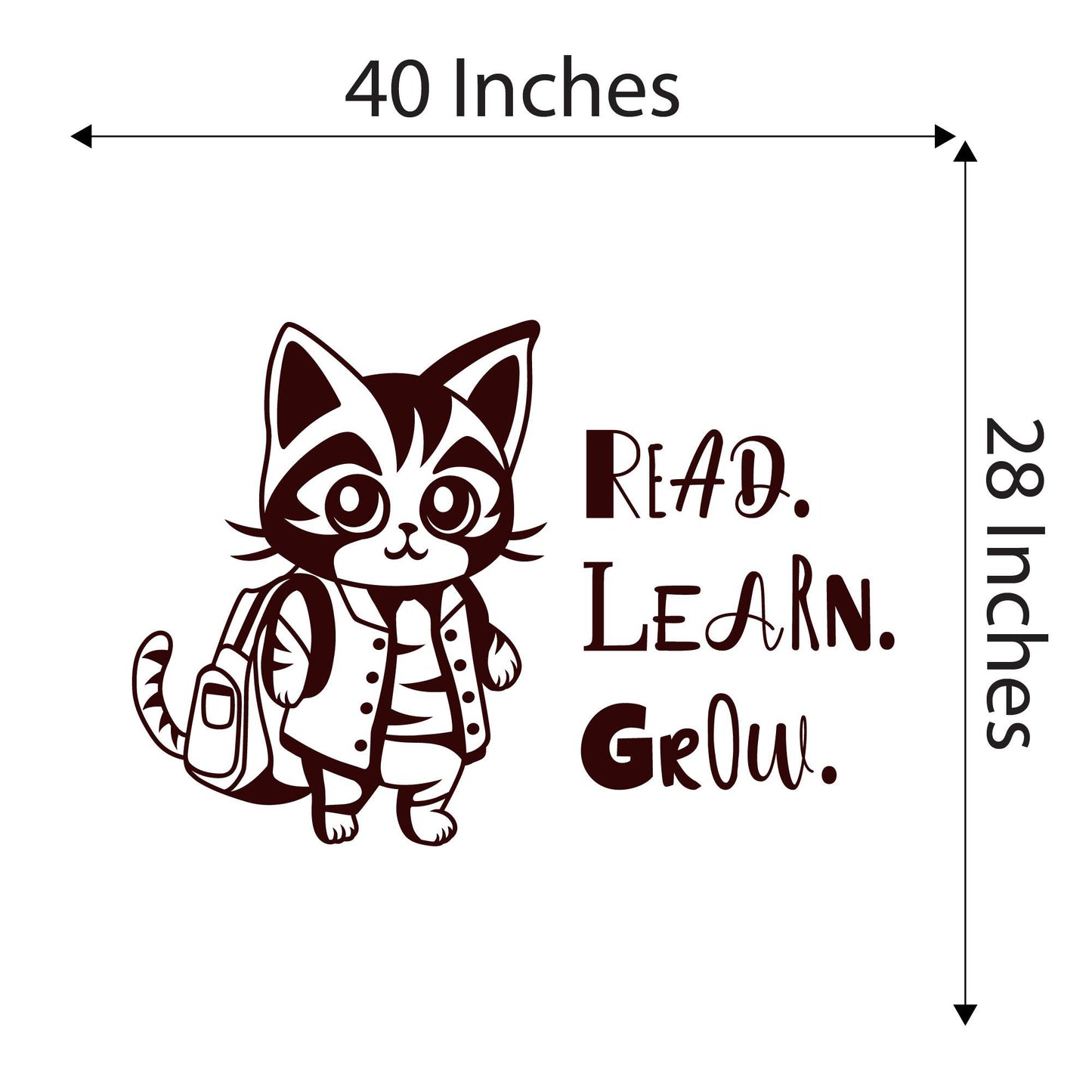 Design With Vinyl Adorable Animal Wall Decal Read Learn Grow Cute Happy Cartoon Cat Kids Room Wall Design