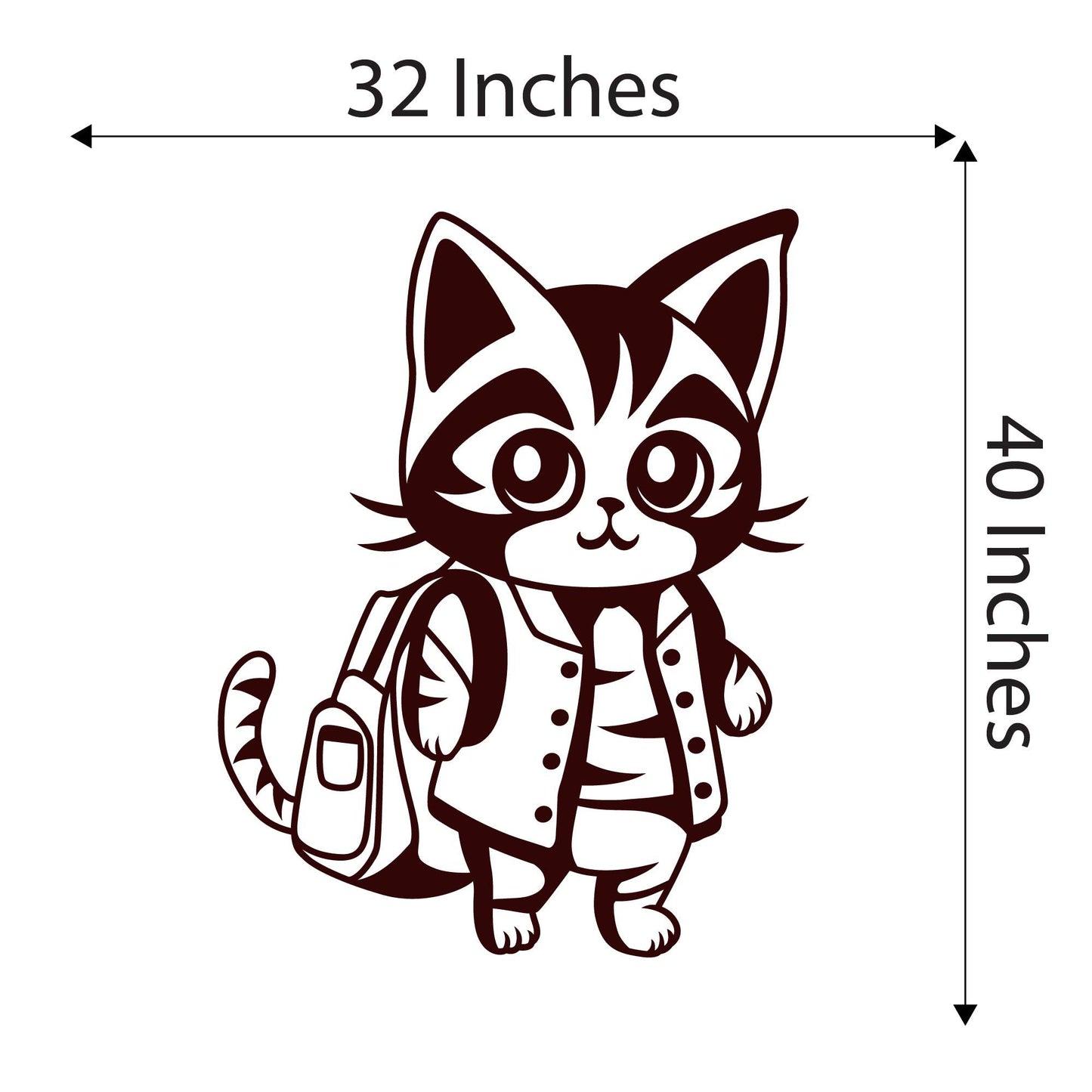 Design With Vinyl Adorable Animal Wall Decal Cute Cartoon Cat Wearing Backpack School Design