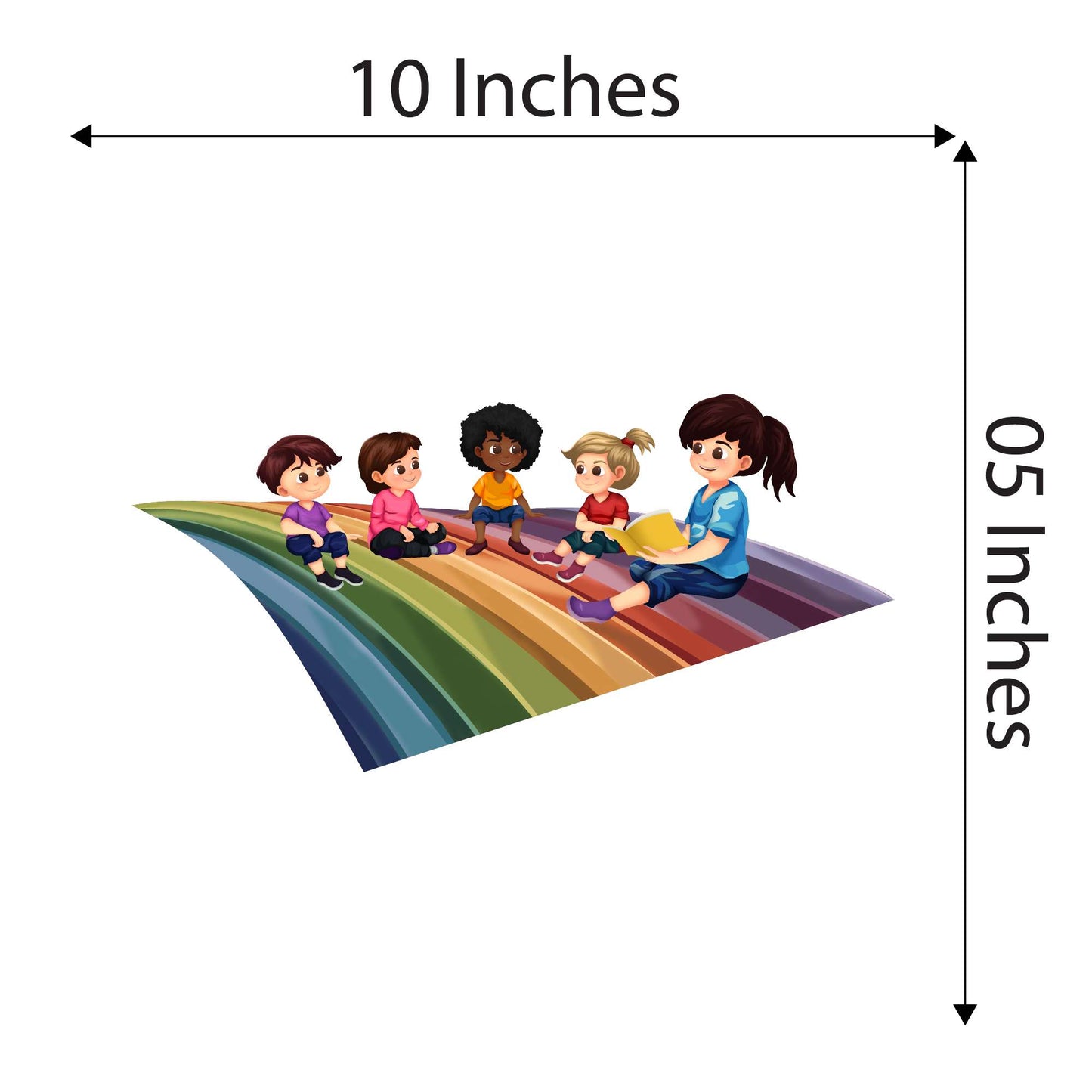Design With Vinyl Playful Rainbow Wall Decal Cute Little Kids Playing On Rainbow Wall Design