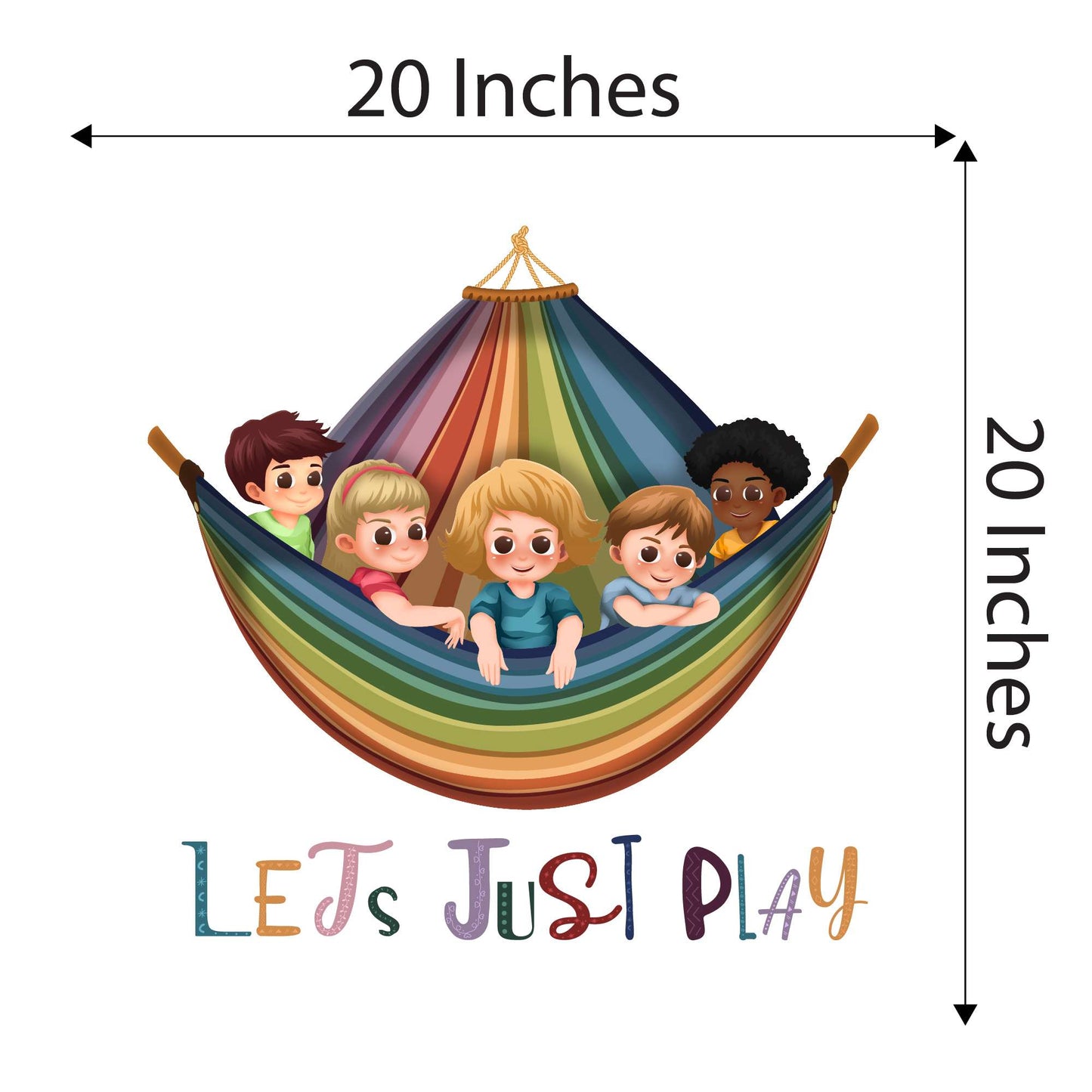 Design With Vinyl Playful Rainbow Wall Decal Let'S Just Play Cute Kids Playing In Colorful Rainbow Swing Art