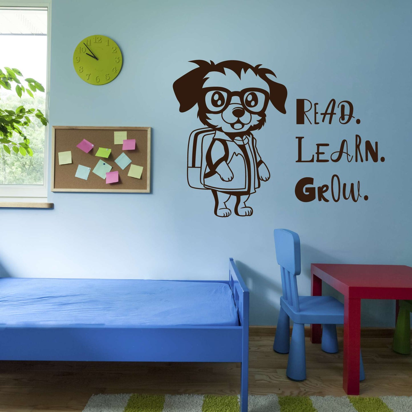 Design With Vinyl Adorable Animal Wall Decal Read Learn Grow Cute Happy Cartoon Dog Kids Room Wall Design