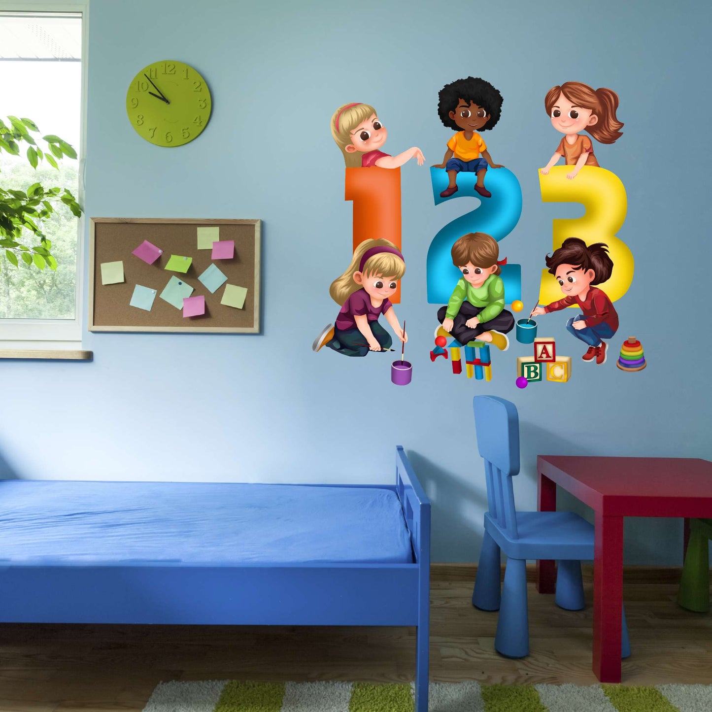 Design With Vinyl Playful Kids Wall Decal 123 Cute Children Playing Colorful Numbers Design