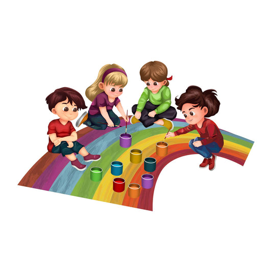 Design With Vinyl Playful Rainbow Wall Decal Cute Kids Painting On Rainbow Kids Room Design