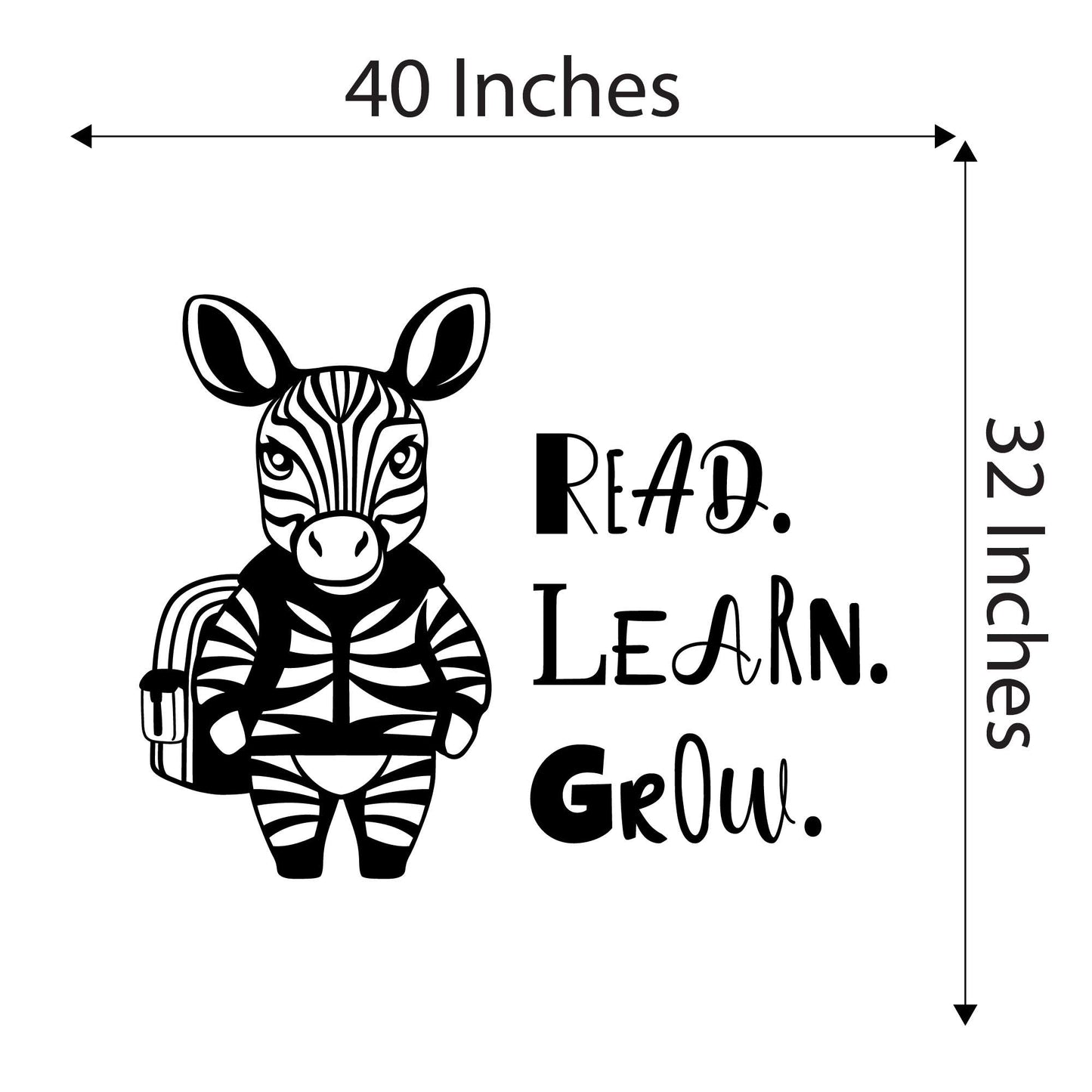 Design With Vinyl Adorable Animal Wall Decal Read Learn Grow Cute Happy Cartoon Zebra Kids Room Wall Design