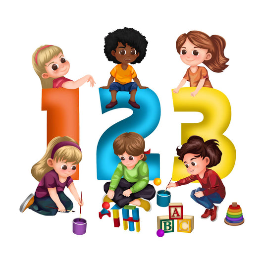 Design With Vinyl Playful Kids Wall Decal 123 Cute Children Playing Colorful Numbers Design