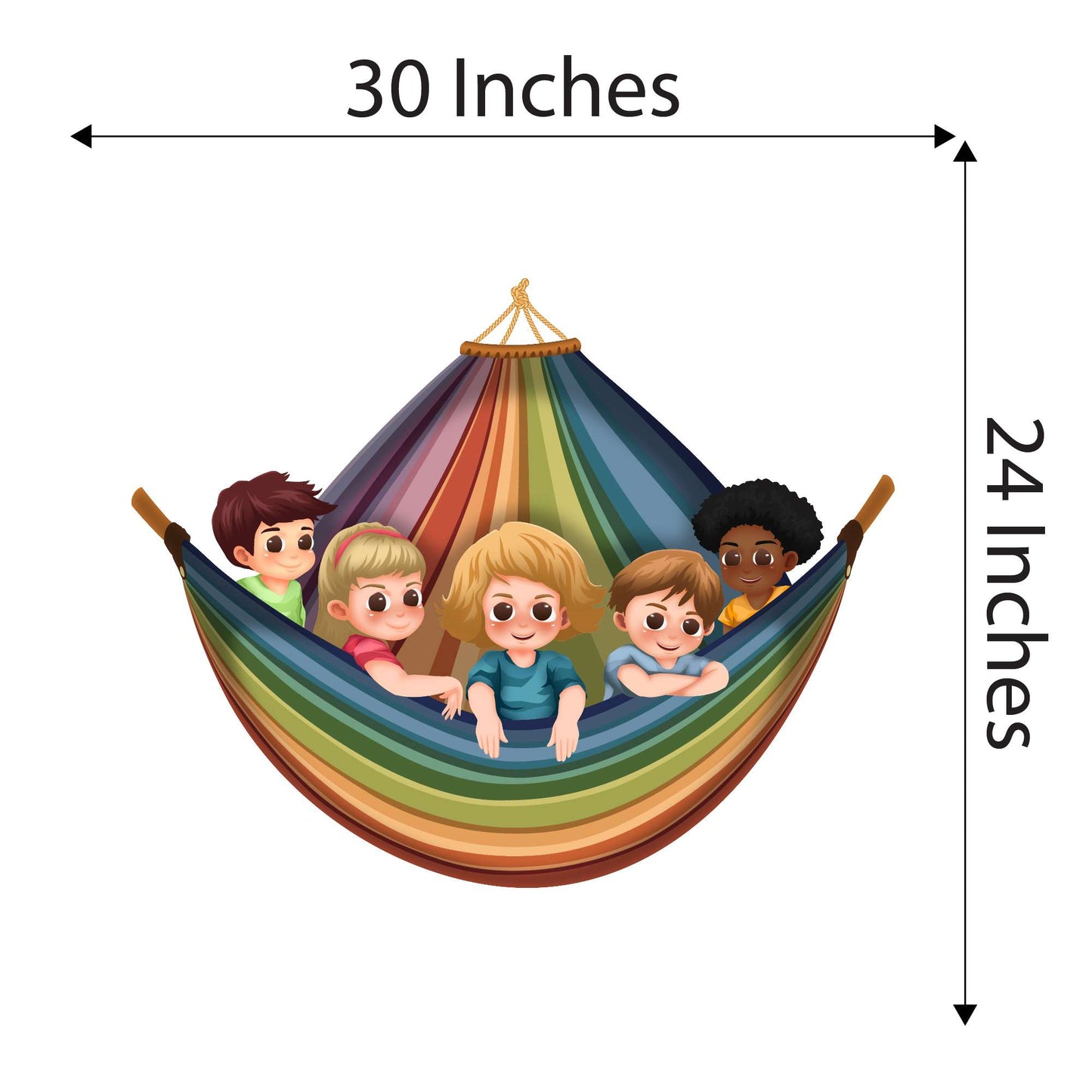 Design With Vinyl Playful Rainbow Wall Decal Cute Little Kids In Colorful Rainbow Swing Design