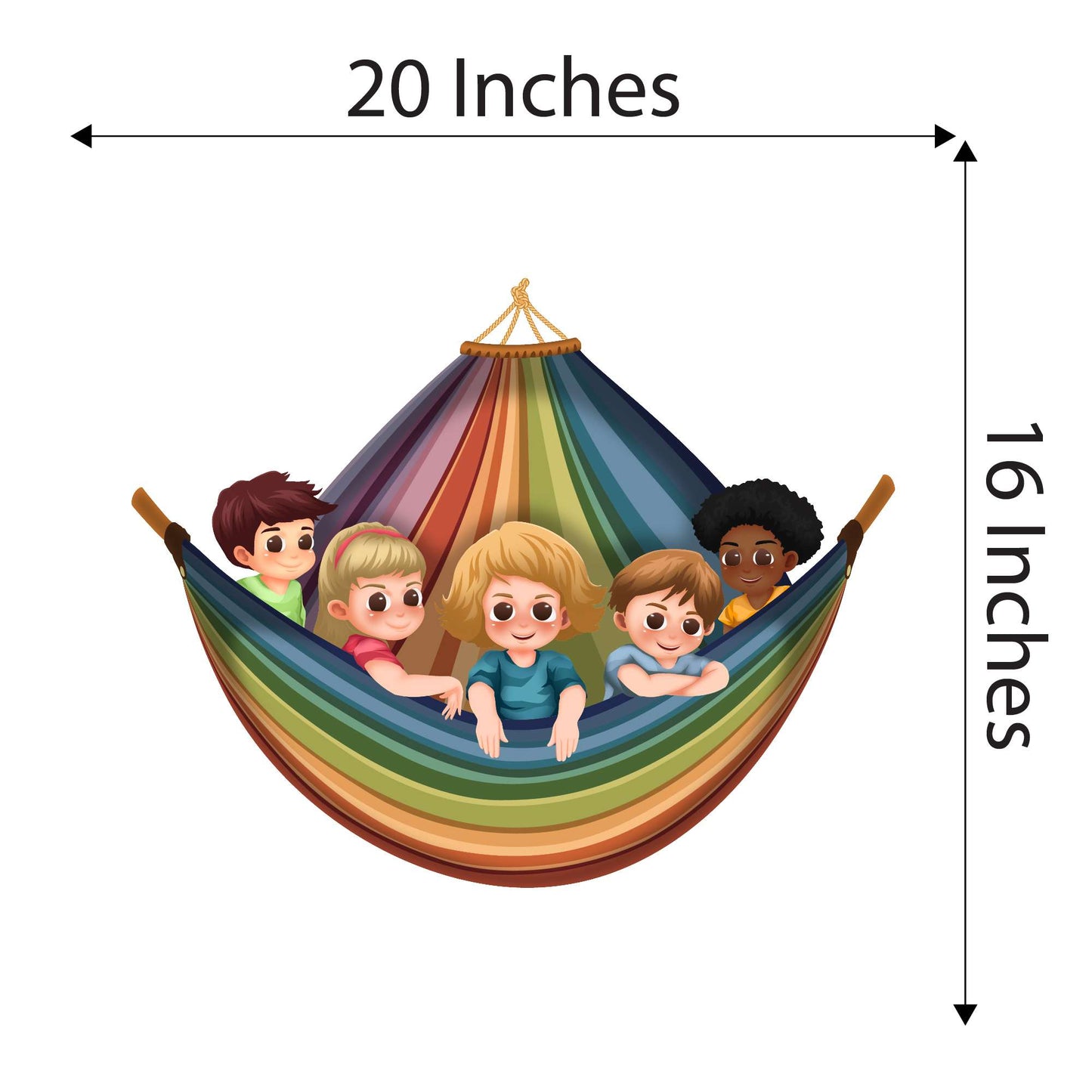 Design With Vinyl Playful Rainbow Wall Decal Cute Little Kids In Colorful Rainbow Swing Design