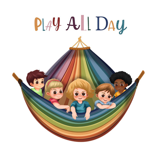 Design With Vinyl Playful Rainbow Wall Decal Play All Day Adorable Kids Playing On Rainbow Swing Wall Art