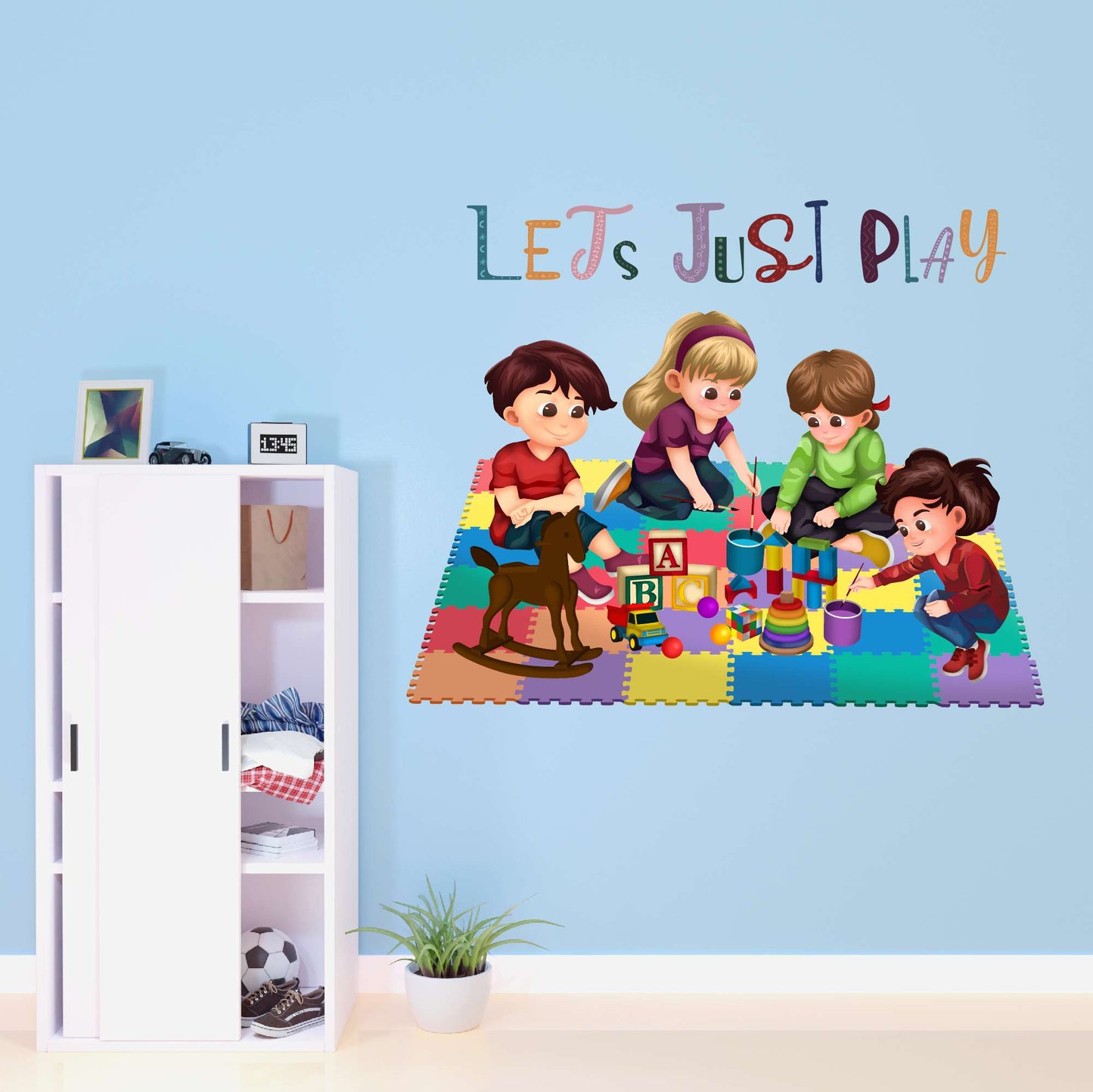 Design With Vinyl Playful Kids Wall Decal Let'S Just Play Colorful Toys Playful Kids Wall Room Design