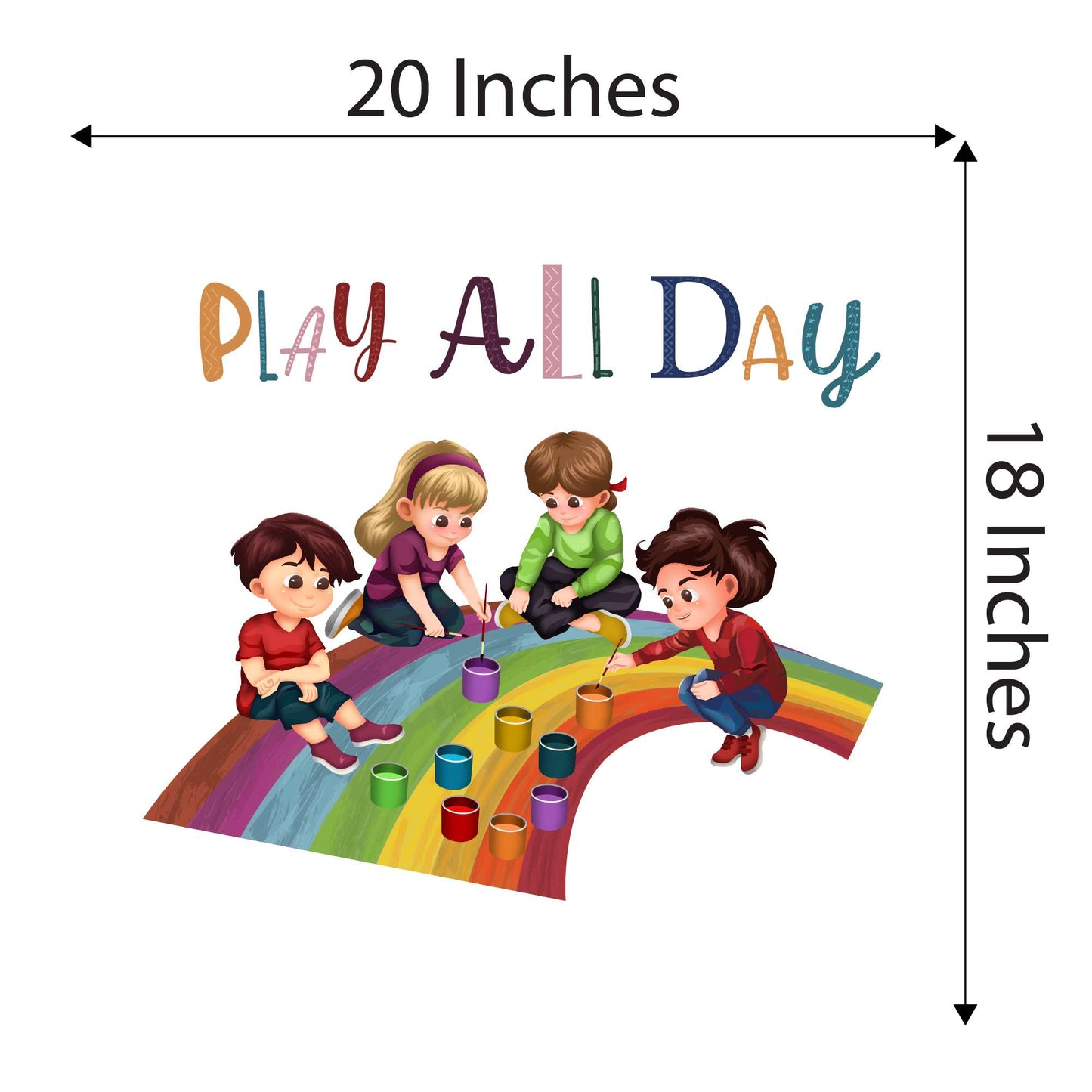 Design With Vinyl Playful Rainbow Wall Decal Play All Day Cute Little Kids Artist Painting Rainbow Design