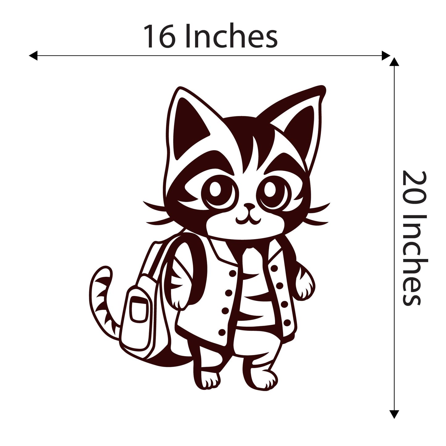 Design With Vinyl Adorable Animal Wall Decal Cute Cartoon Cat Wearing Backpack School Design