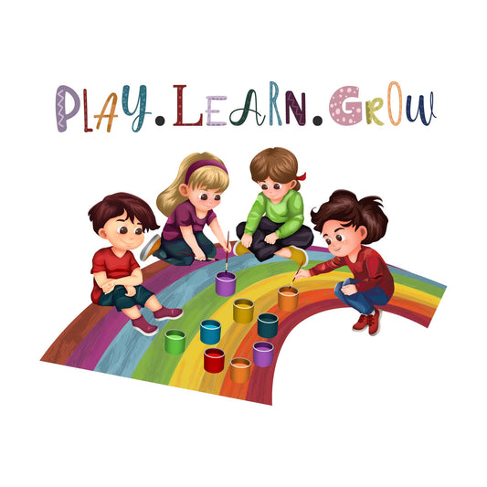 Design With Vinyl Playful Rainbow Wall Decal Play Learn Grow Custom Name Cute Artist Kids Painting On Rainbow - Size: