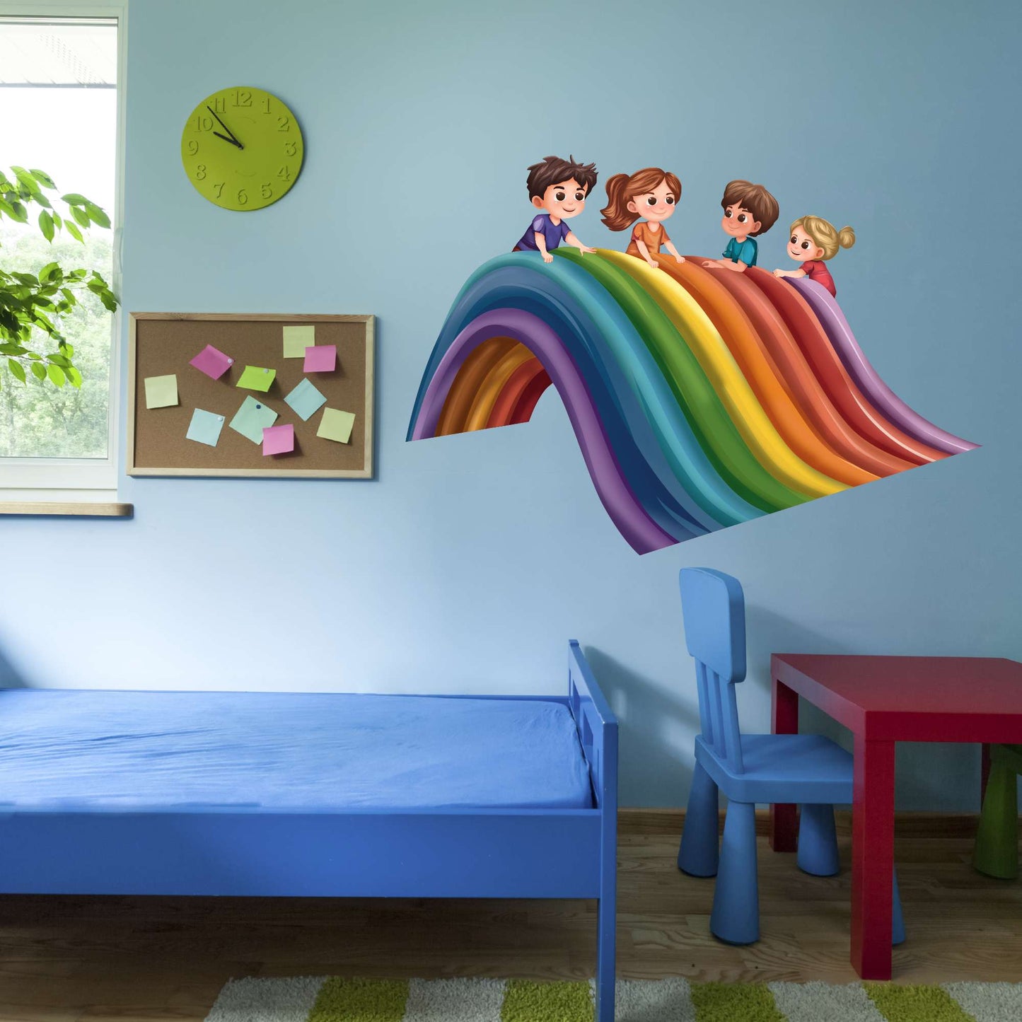 Design With Vinyl Playful Rainbow Wall Decal Cute Kids Sliding On Rainbow Wall Design Art