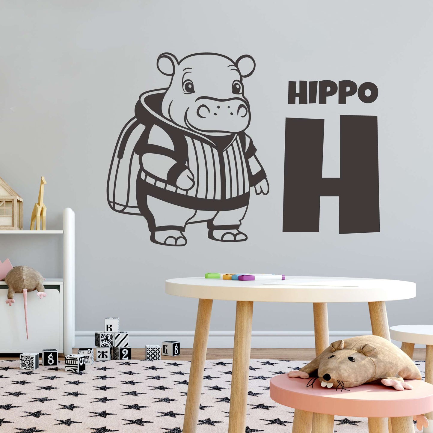 Design With Vinyl Adorable Animal Wall Decal Hippo H For Hippo Cute Cartoon Hippo Wall Art Design