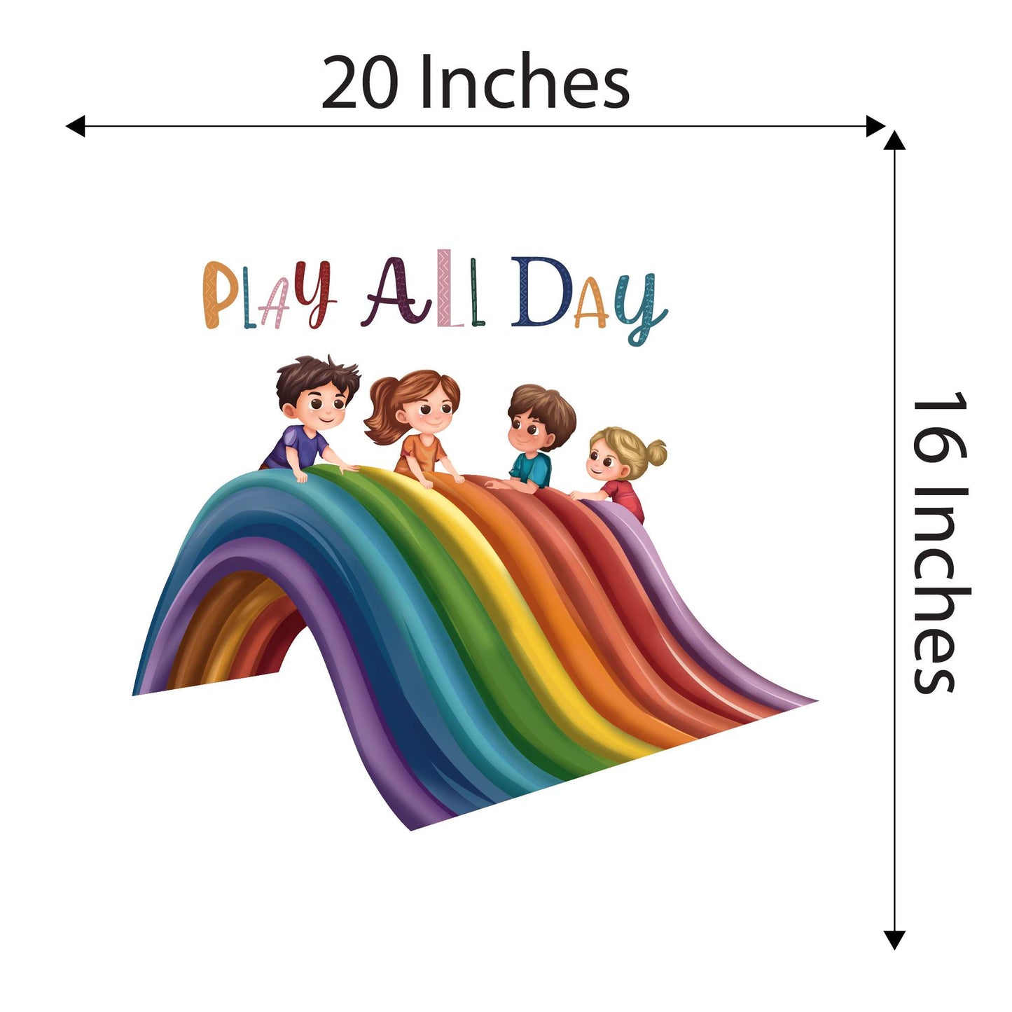 Design With Vinyl Playful Rainbow Wall Decal Play All Day Cute Playful Kids Sliding On A Rainbow Wall Art