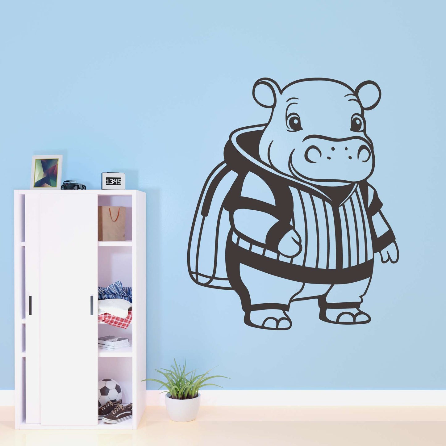 Design With Vinyl Adorable Animal Wall Decal Cute Cartoon Hippo Silhouette Kids Room Design