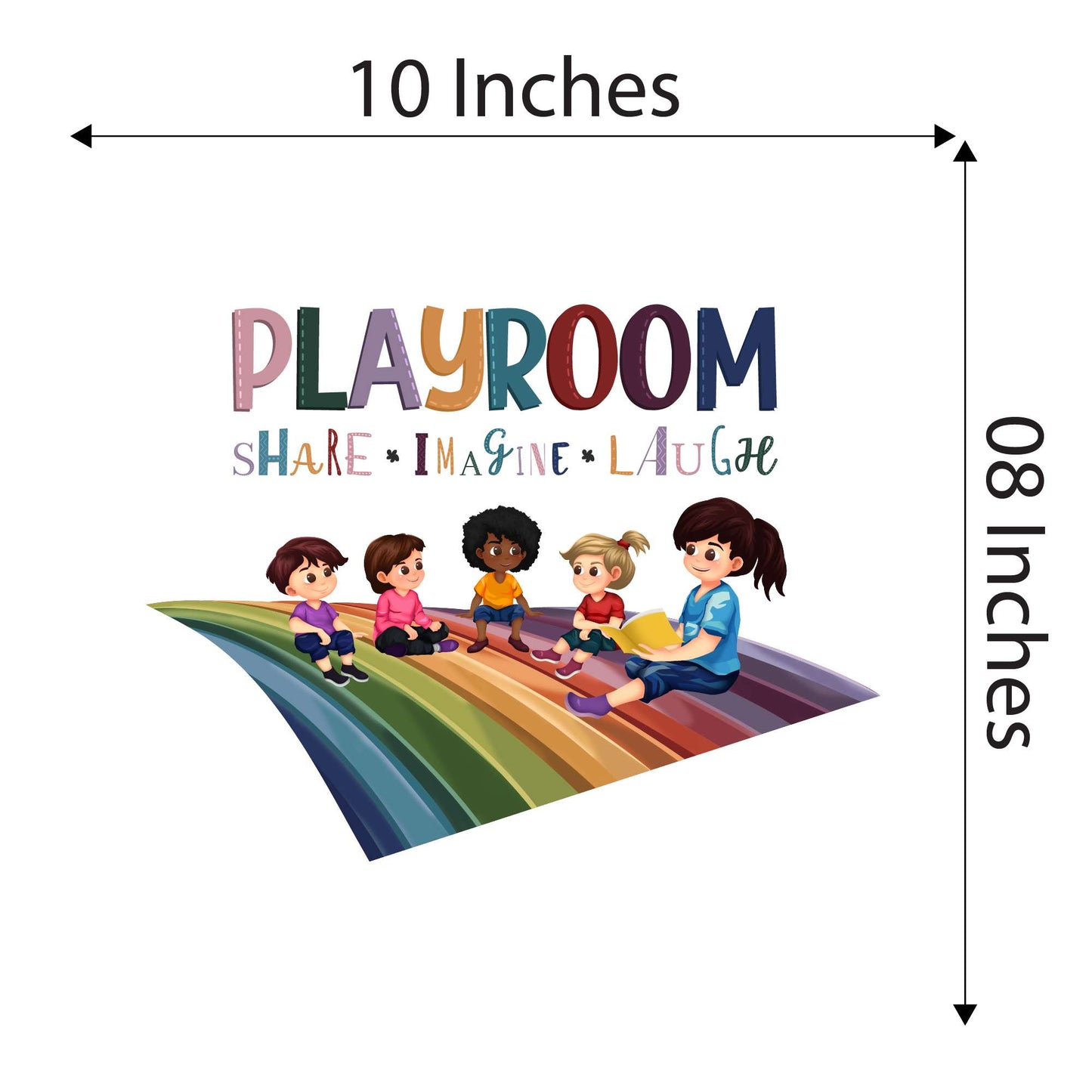 Design With Vinyl Playful Rainbow Wall Decal Playroom Share Imagine Laugh Cute Children Playing On Rainbow Wall Design