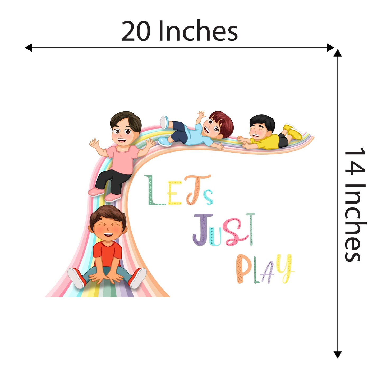 Design With Vinyl Playful Rainbow Wall Decal Let'S Just Play Cute Kids Sliding On Rainbow Colorful Design