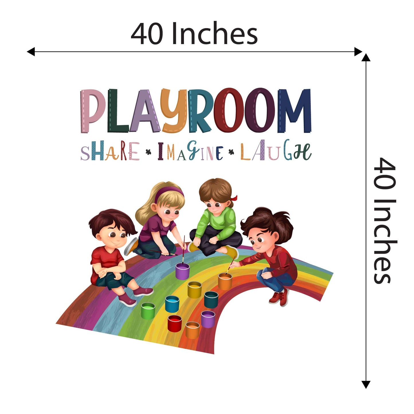 Design With Vinyl Playful Rainbow Wall Decal Playroom Share Imagine Laugh Cute Kids Painting Colorful Rainbow Art Design