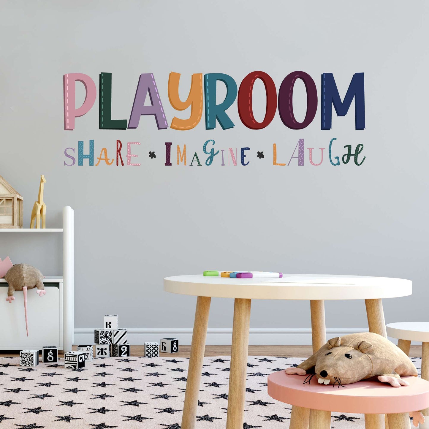 Design With Vinyl Playful Kids Wall Decal Playroom Share Imagine Laugh Playroom Wall Decor Kids Room Design