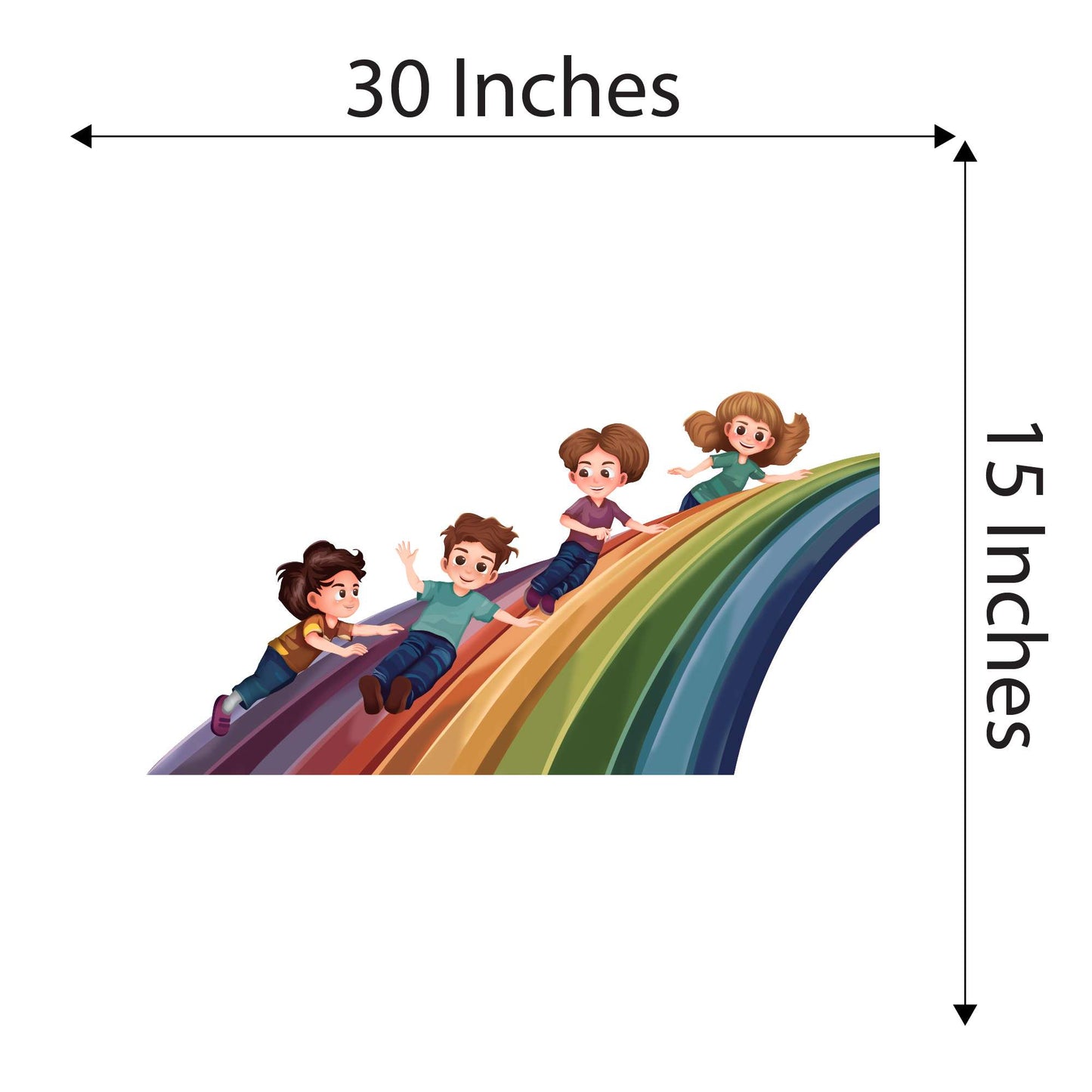 Design With Vinyl Playful Rainbow Wall Decal Lovely Children Playing On A Rainbow Slide Design