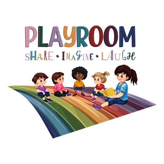 Design With Vinyl Playful Rainbow Wall Decal Playroom Share Imagine Laugh Cute Children Playing On Rainbow Wall Design