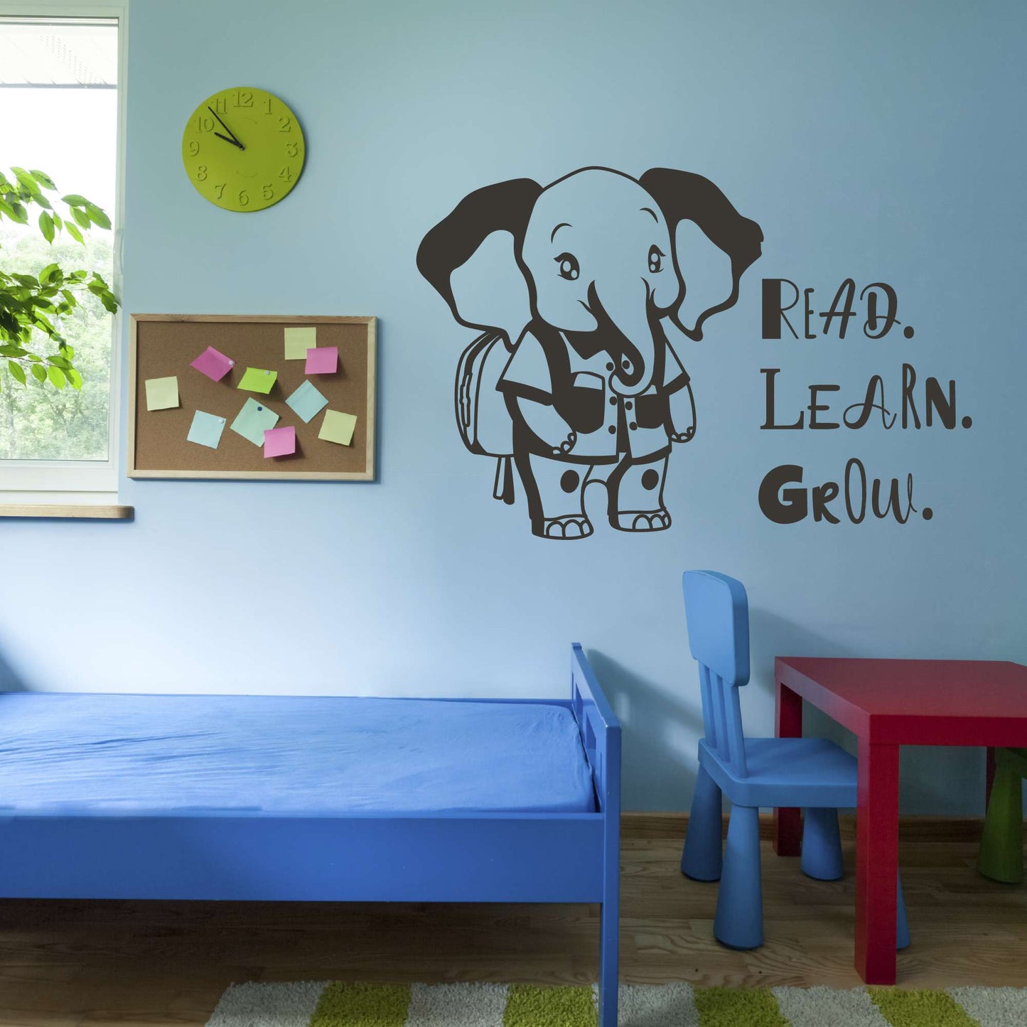 Design With Vinyl Adorable Animal Wall Decal Read Learn Grow Cute Happy Cartoon Elephant Kids Room Wall Design