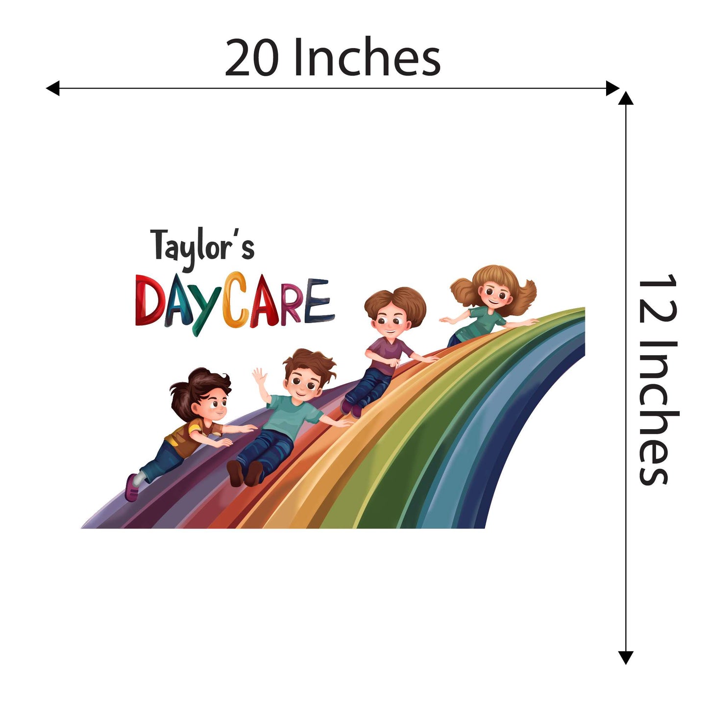 Design With Vinyl Playful Rainbow Wall Decal Cute Kids Enjoying Rainbow Slide Custom Design