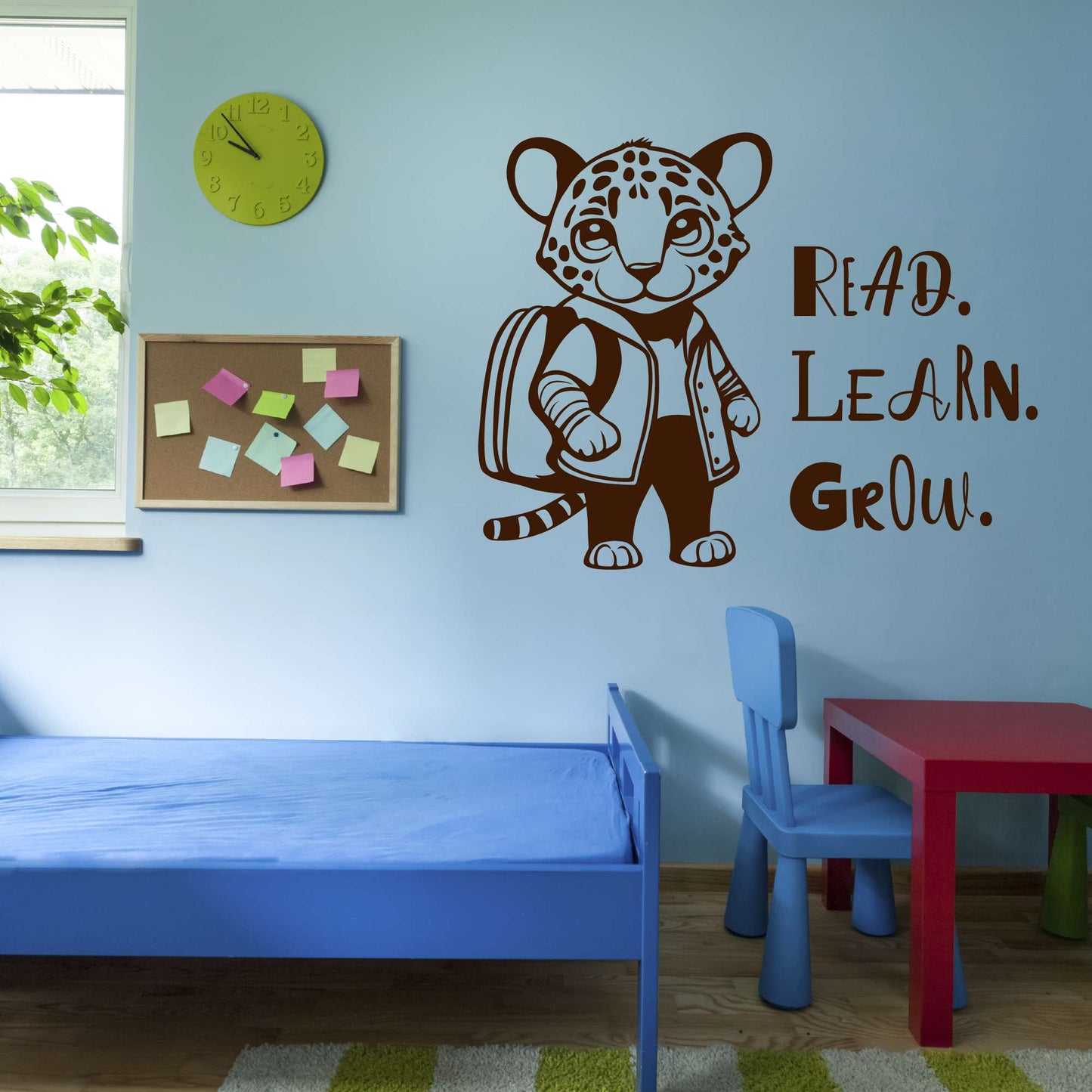 Design With Vinyl Adorable Animal Wall Decal Read Learn Grow Cute Happy Cartoon Jaguar Kids Room Wall Design