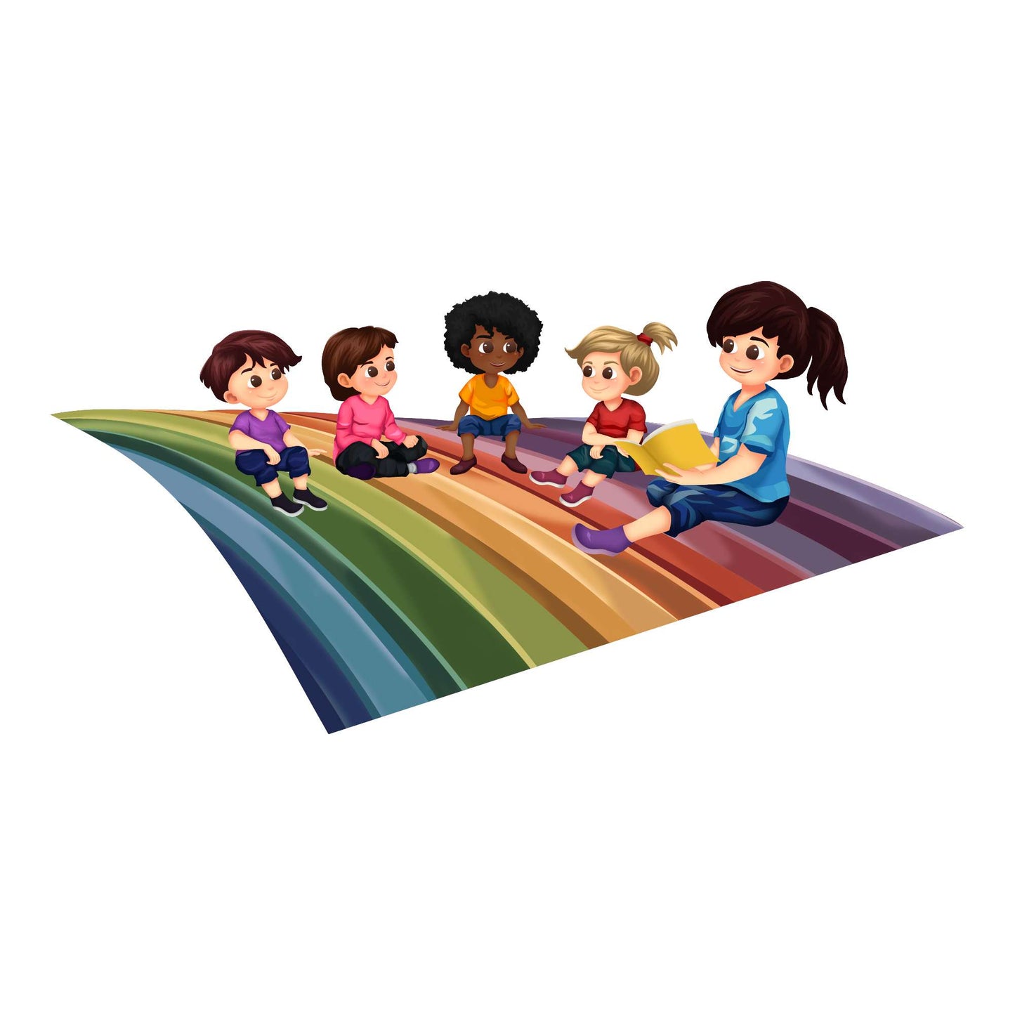 Design With Vinyl Playful Rainbow Wall Decal Cute Little Kids Playing On Rainbow Wall Design