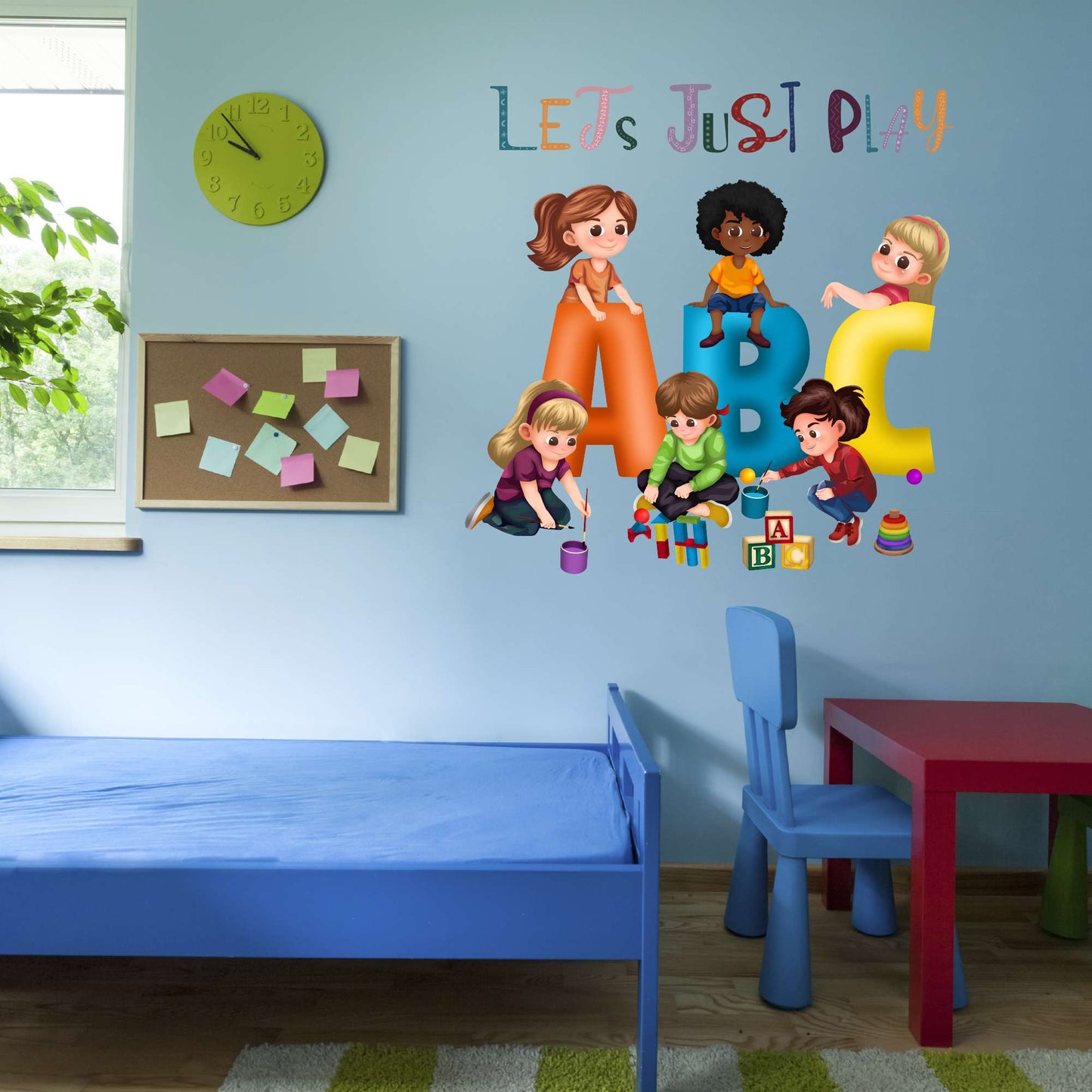 Design With Vinyl Playful Kids Wall Decal Abc Cute Kids Playing Colorful Abc Letters Wall Art