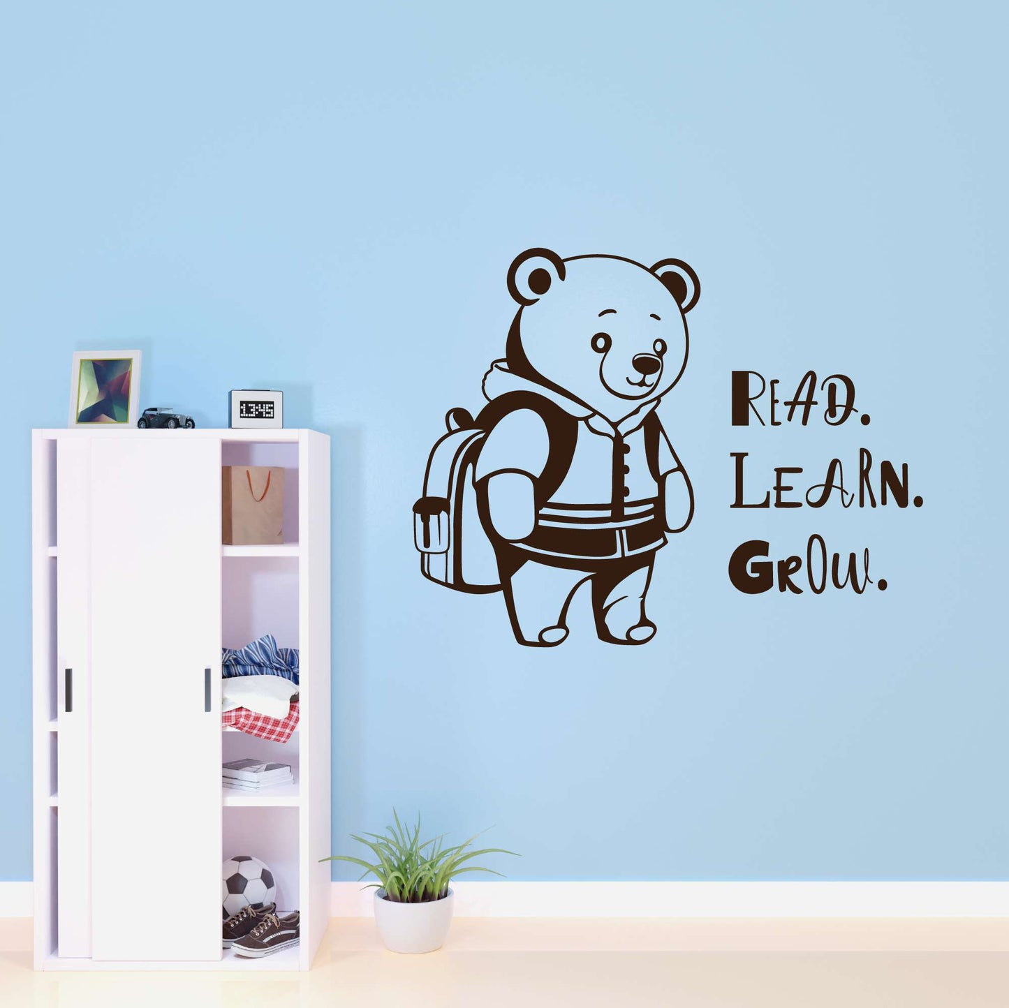 Design With Vinyl Adorable Animal Wall Decal Read Learn Grow Cute Happy Cartoon Bear Kids Room Wall Design