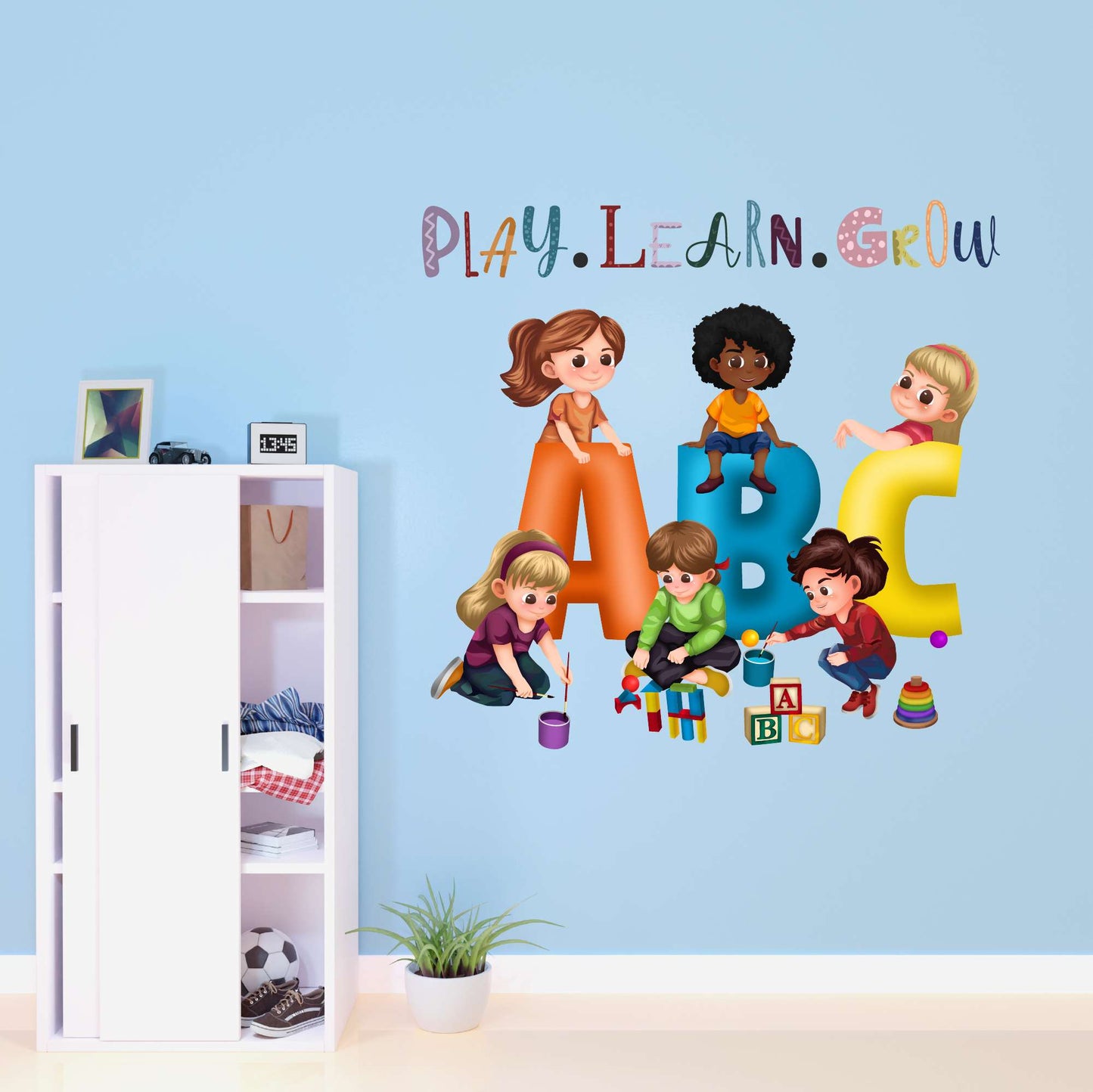 Design With Vinyl Playful Kids Wall Decal Abc Cute Children Playing Colorful Abc Letters Design