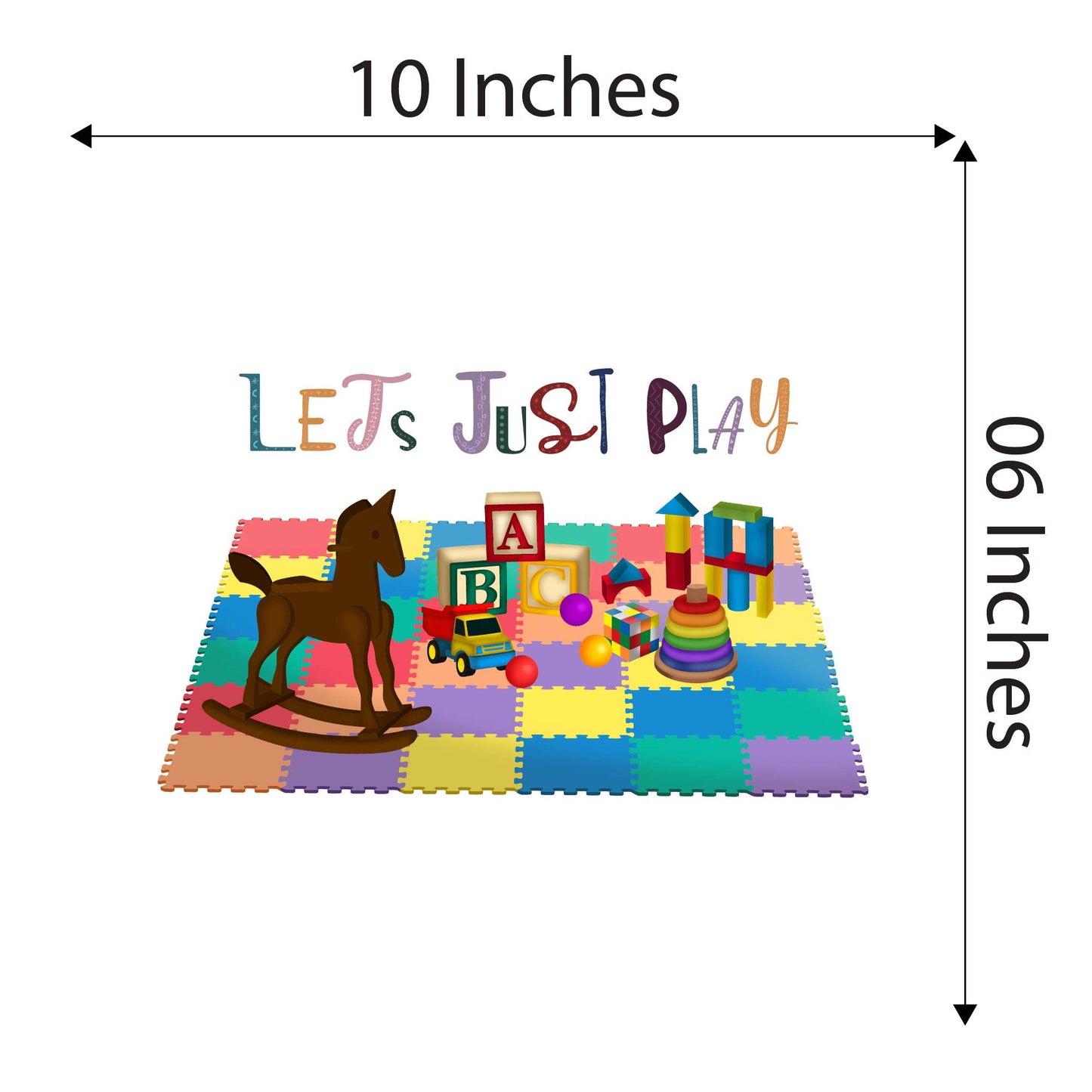 Design With Vinyl Playful Toys Wall Decal Let'S Just Play Colorful Kids Toys On Playmat Wall Art Design - Size: