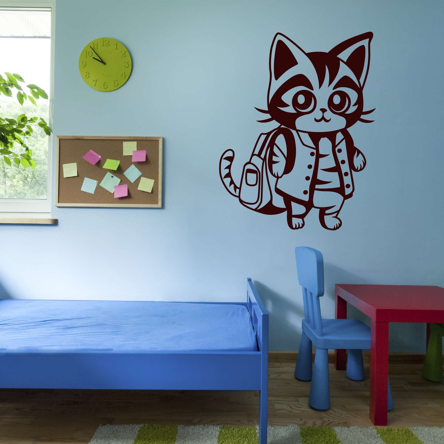 Design With Vinyl Adorable Animal Wall Decal Cute Cartoon Cat Wearing Backpack School Design